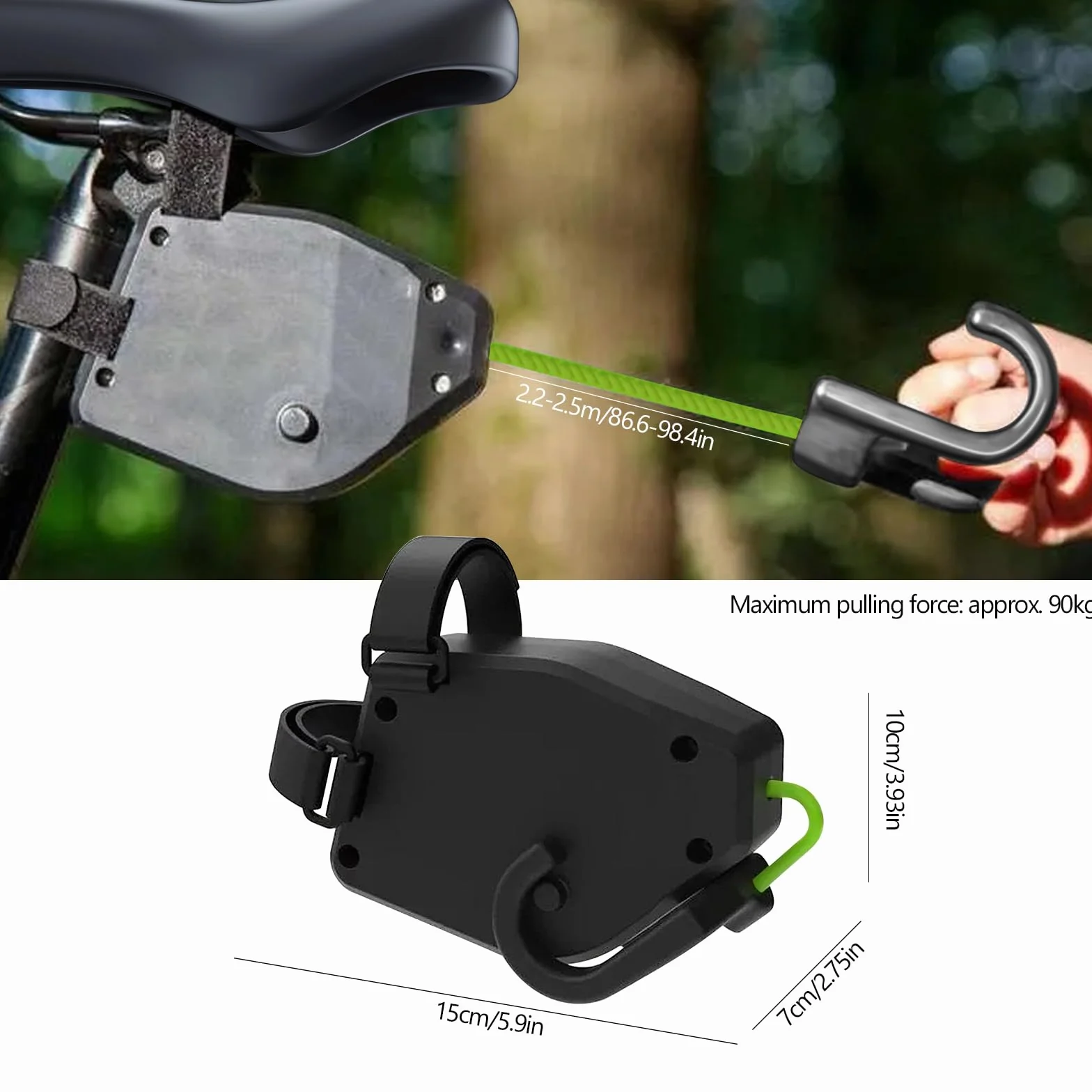 Corde de Remorquage de Vélo Rétractable Barre Traction 90 kg Accessoires pour VTT