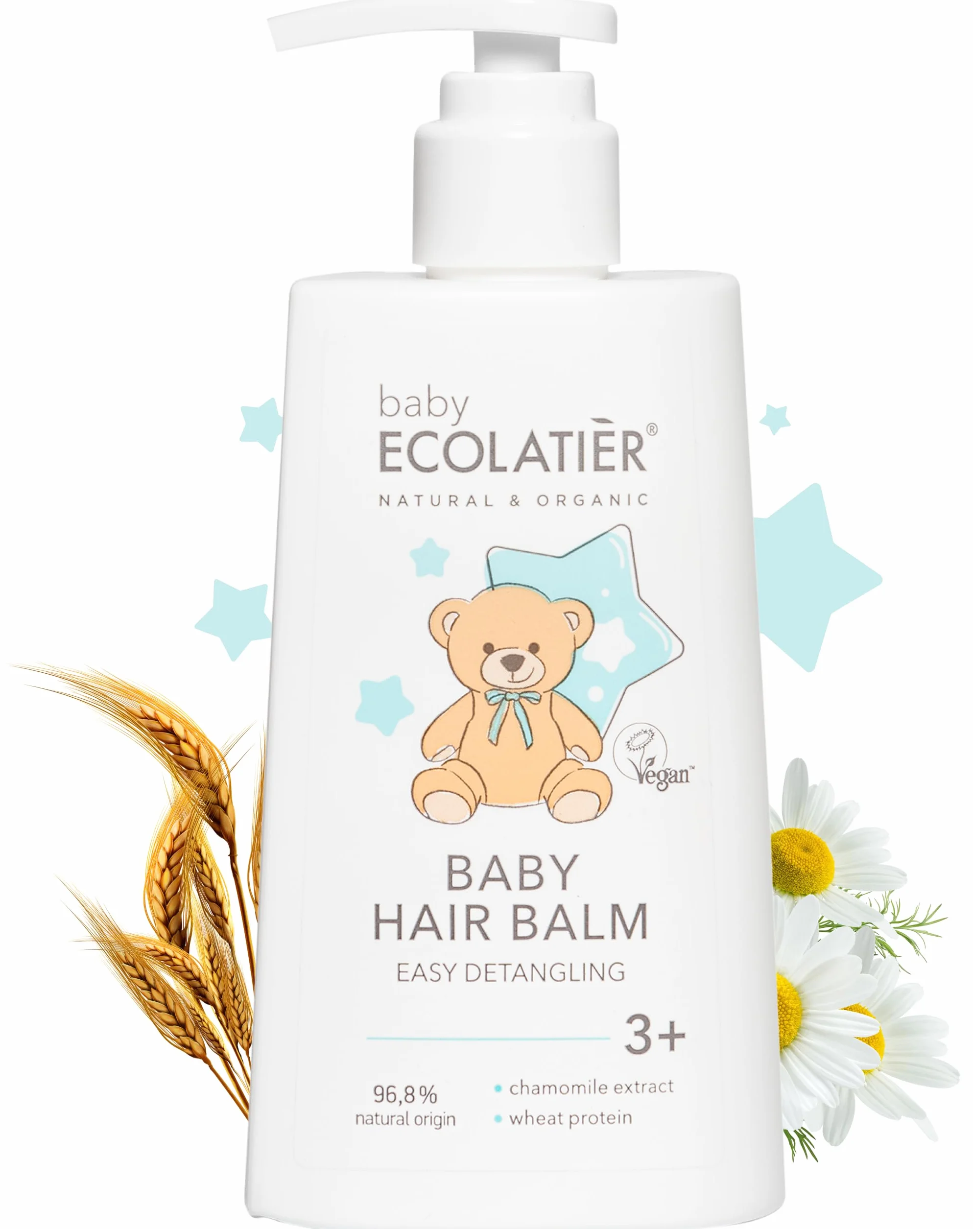 ECOLATIER Baume nourrissant pour cheveux bébé 250 ml camomille protéines de blé 96,8% naturel végétalien
