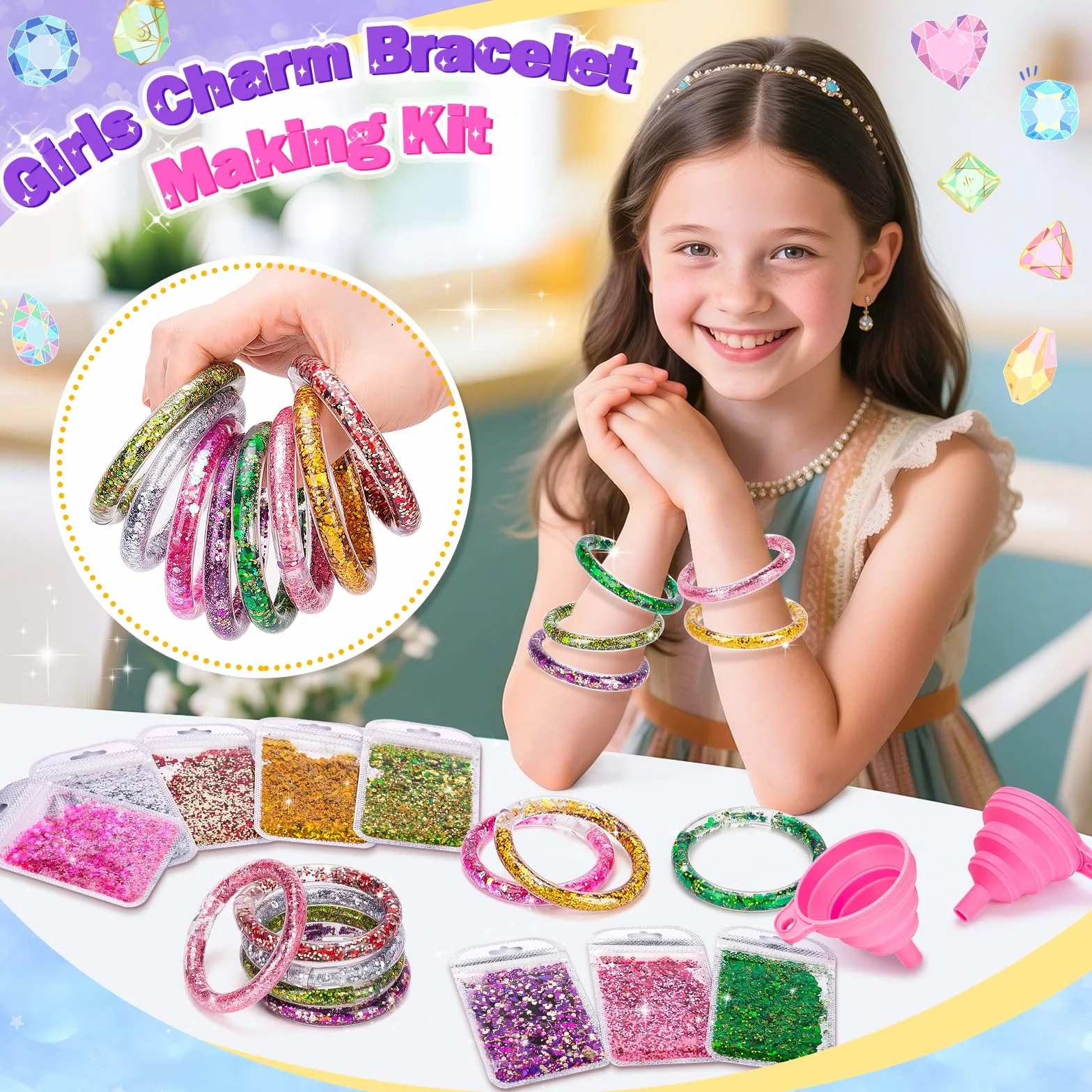 Kit Bracelet Enfant Fille 5-9 ans, Activité Manuelle Bricolage Cadeau Anniversaire