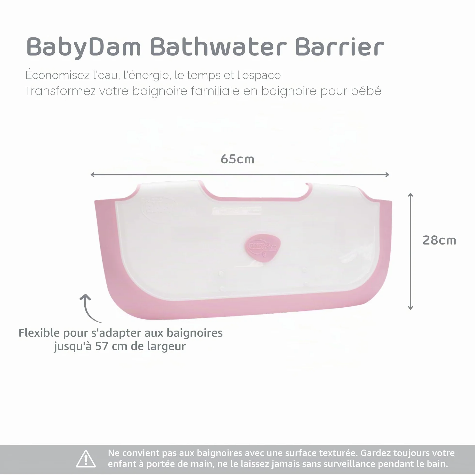 BABYDAM Réducteur de Baignoire Bébé Blanc Rose