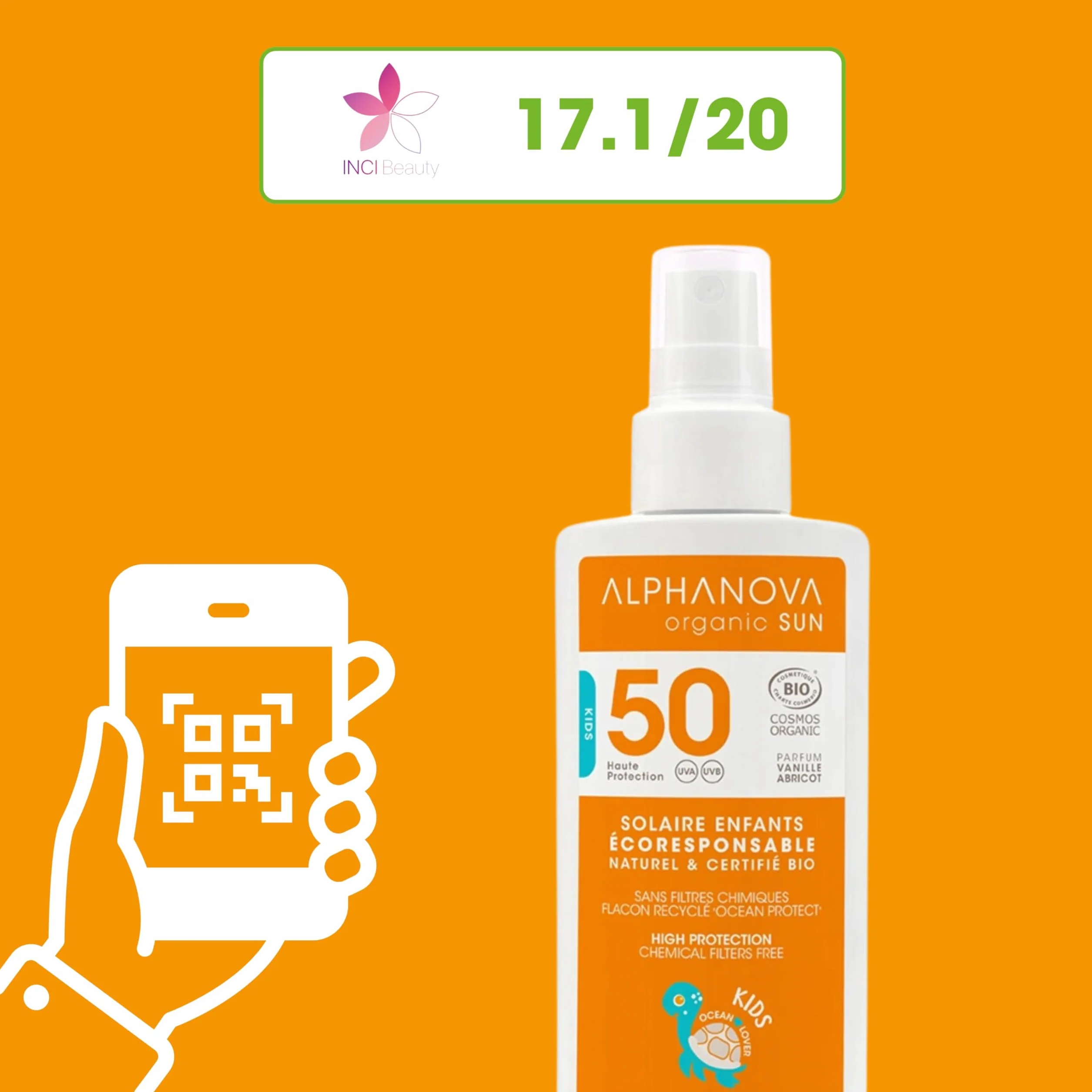 ALPHANOVA Spray solaire Enfants SPF 50 Filtre minéral naturel 125g