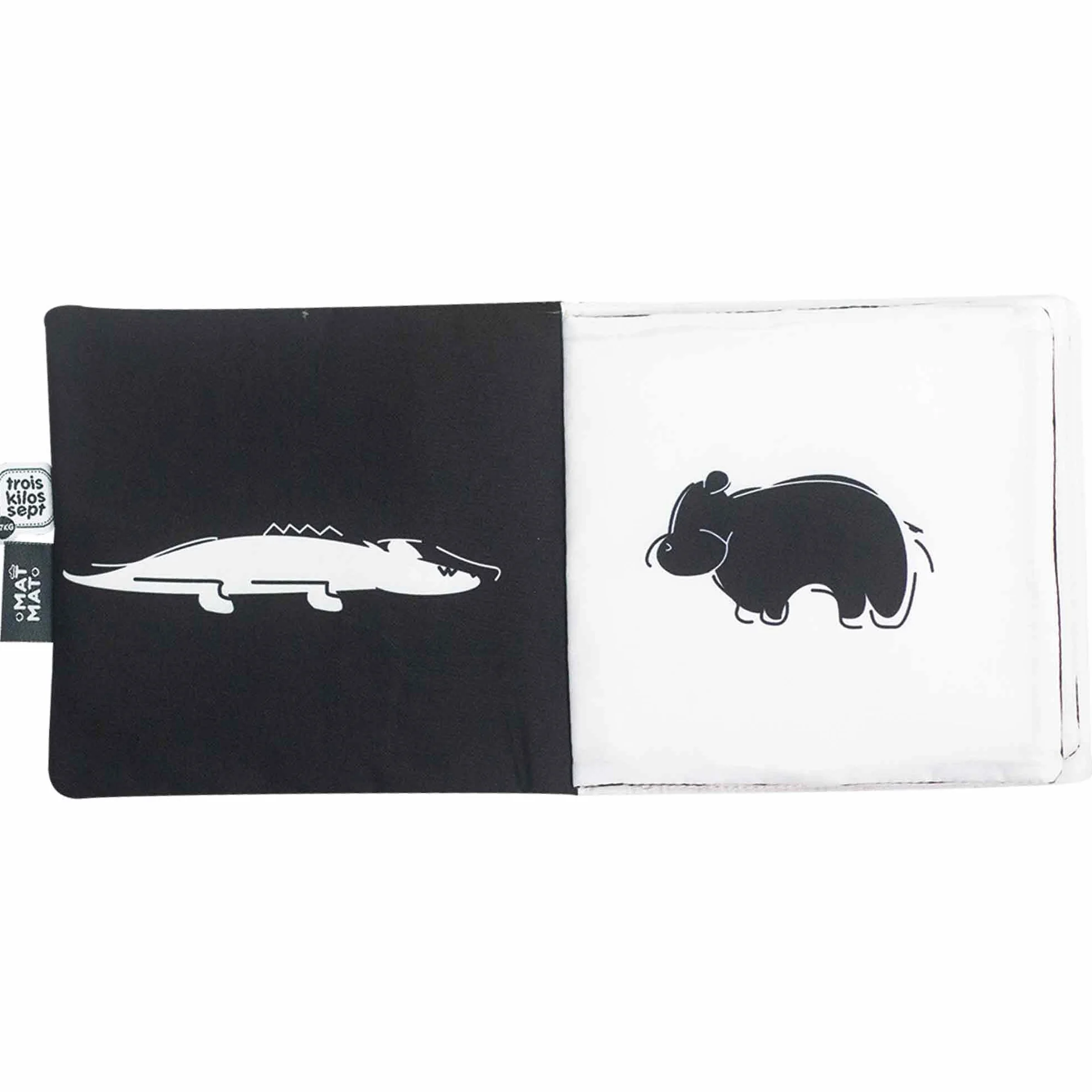 Livre d'éveil Noir et Blanc en Tissu pour bébé 15 cm x 15 cm