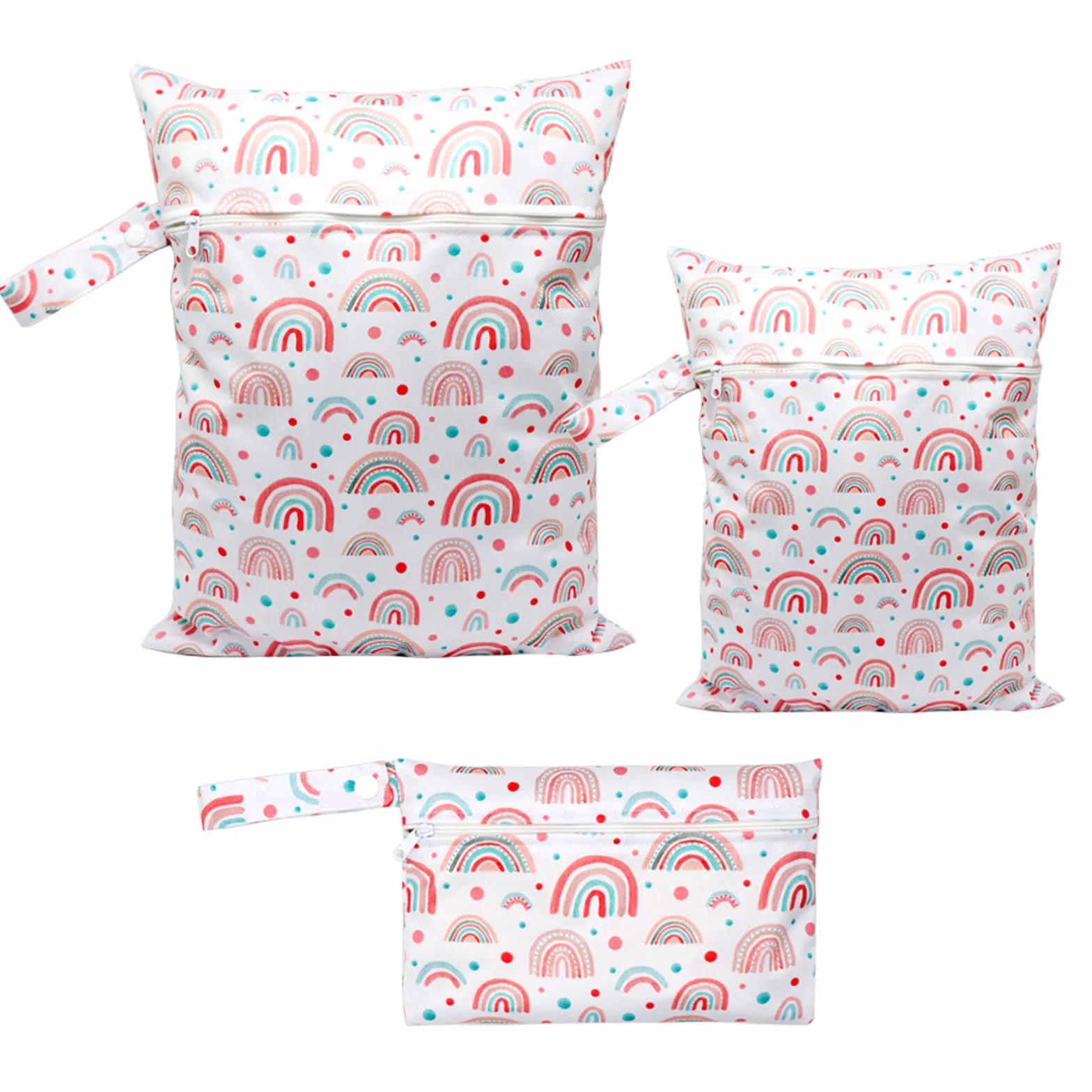 Lot de 3 sacs à langer arc-en-ciel réutilisables pour maternelle voyage natation fitness Blanc Moderne