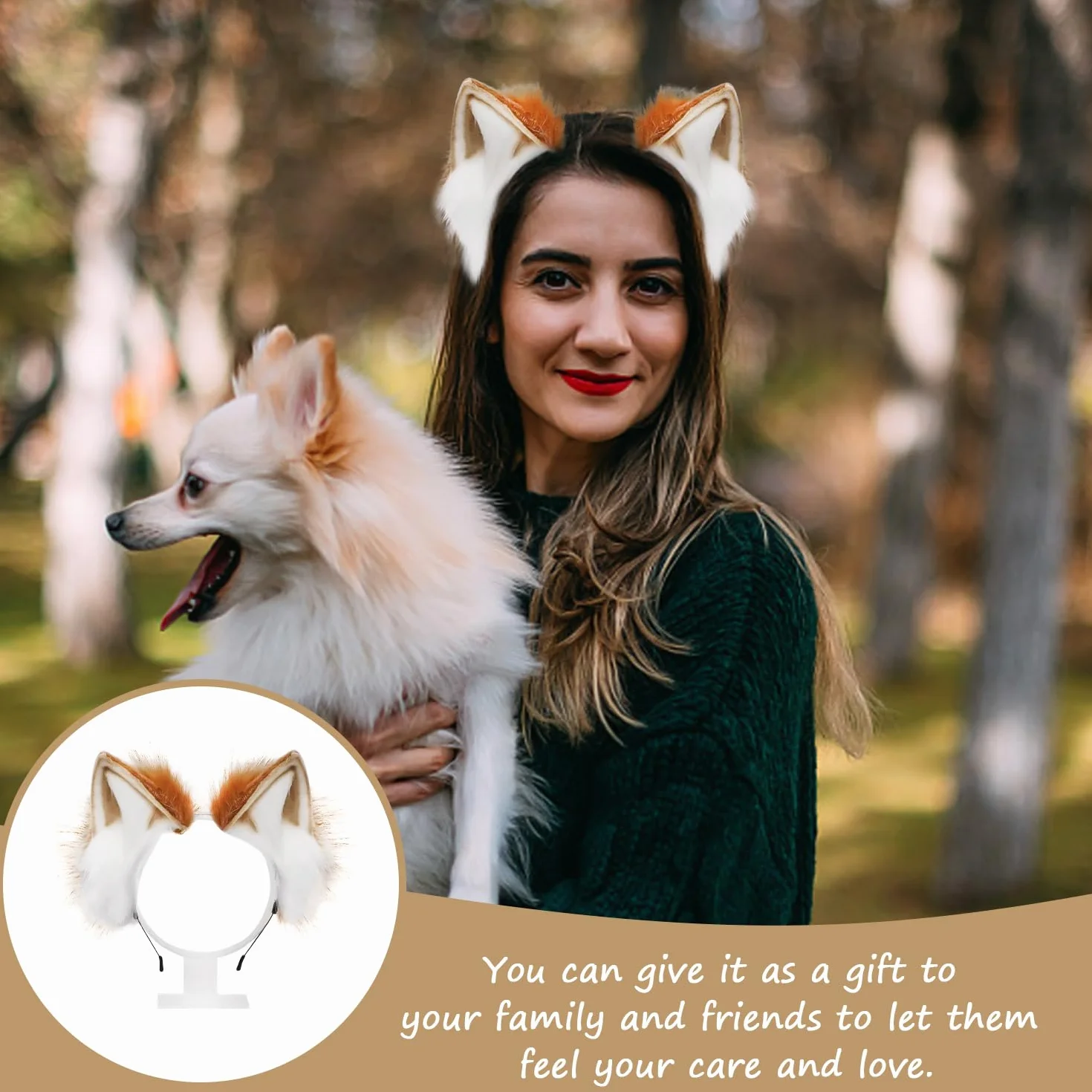 Ensemble de costume de chat avec bandeau d'oreille et queue en peluche