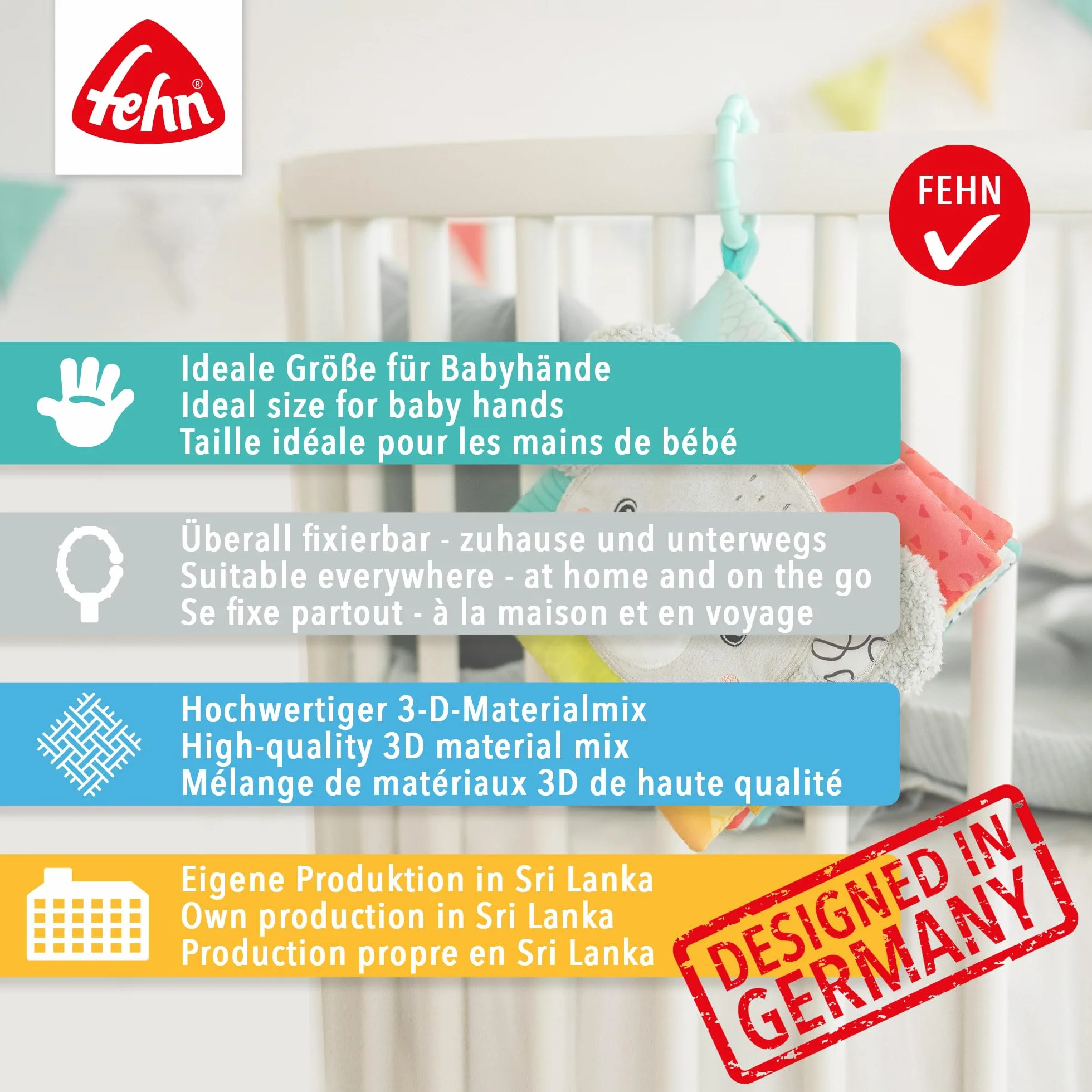 Fehn Stoffbuch Otter Fühlbuch 8 Seiten Tier-Motive Farben Funktionen Fühlen Greifen Staunen