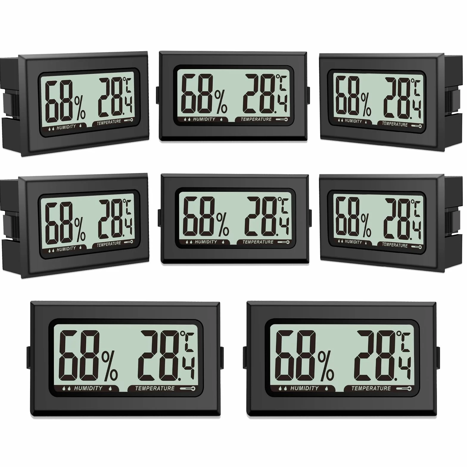 Pixelure Thermomètre Hygromètre Numérique Intérieur, Moniteur de Température et Humidité Haute Précision 8PCS