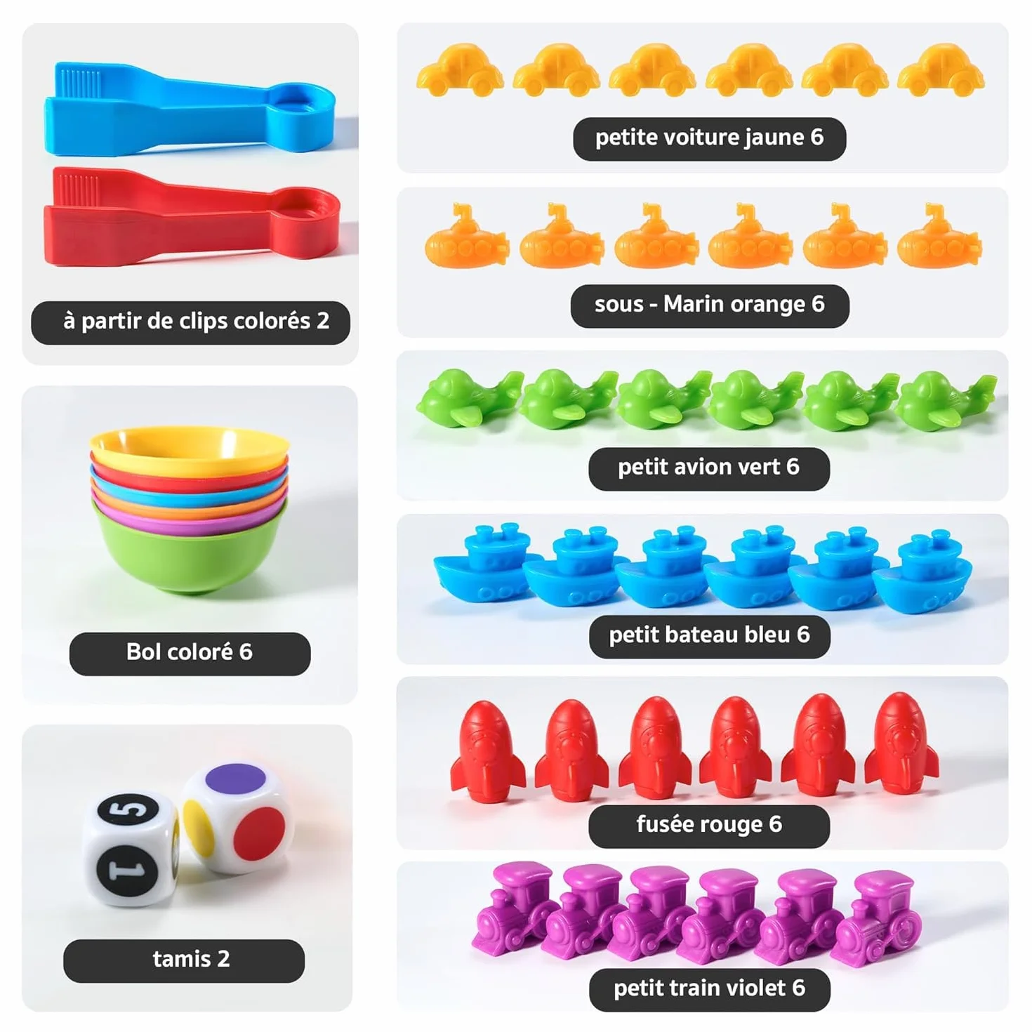 Jeu Éducatif Montessori 47 Pièces Comptage Tri Motricité 2-6 Ans sans BPA Apprentissage Formes