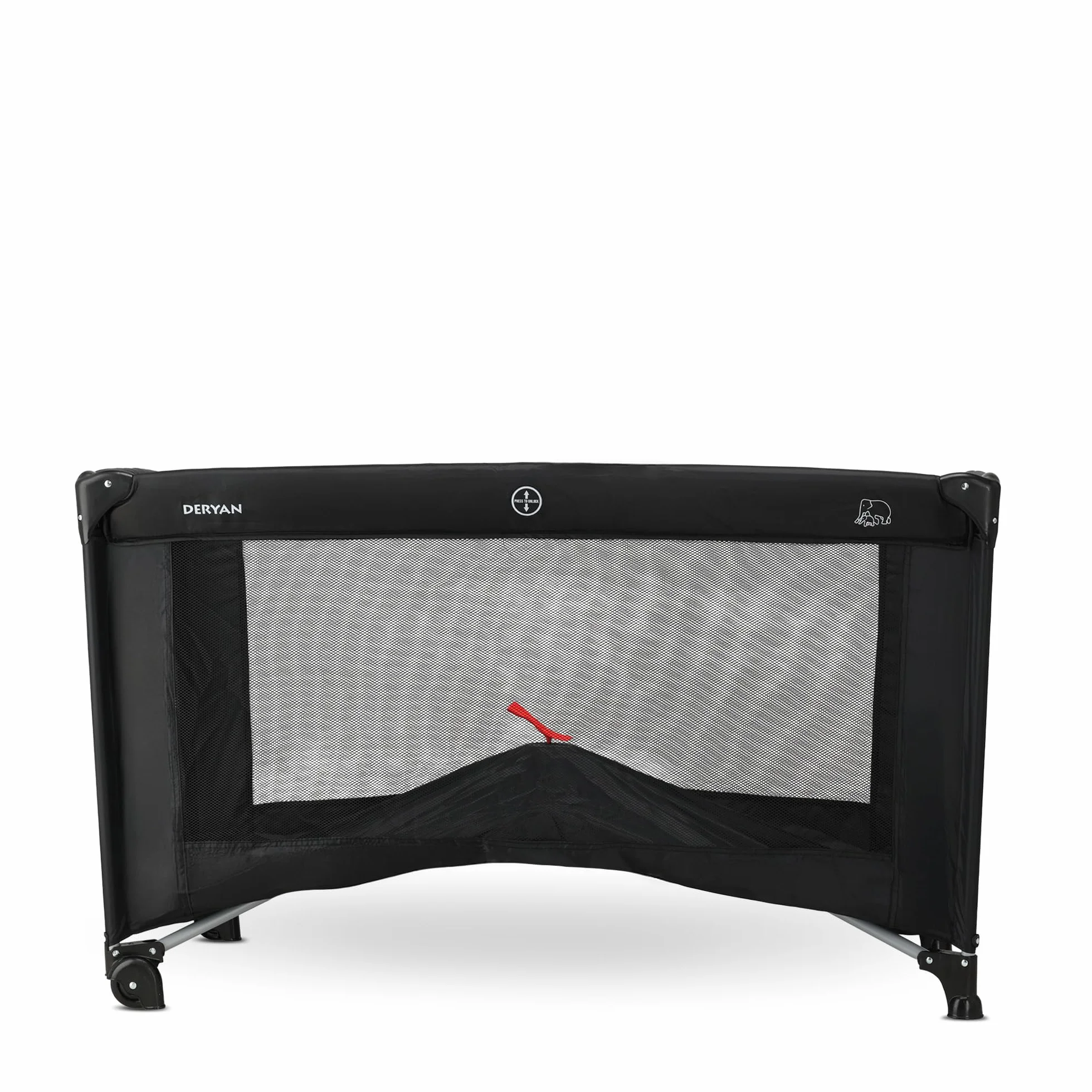 Lit Parapluie 2 en 1 Deryan pour Bébé 120x60 cm Noir avec Étagères et Sac de Transport