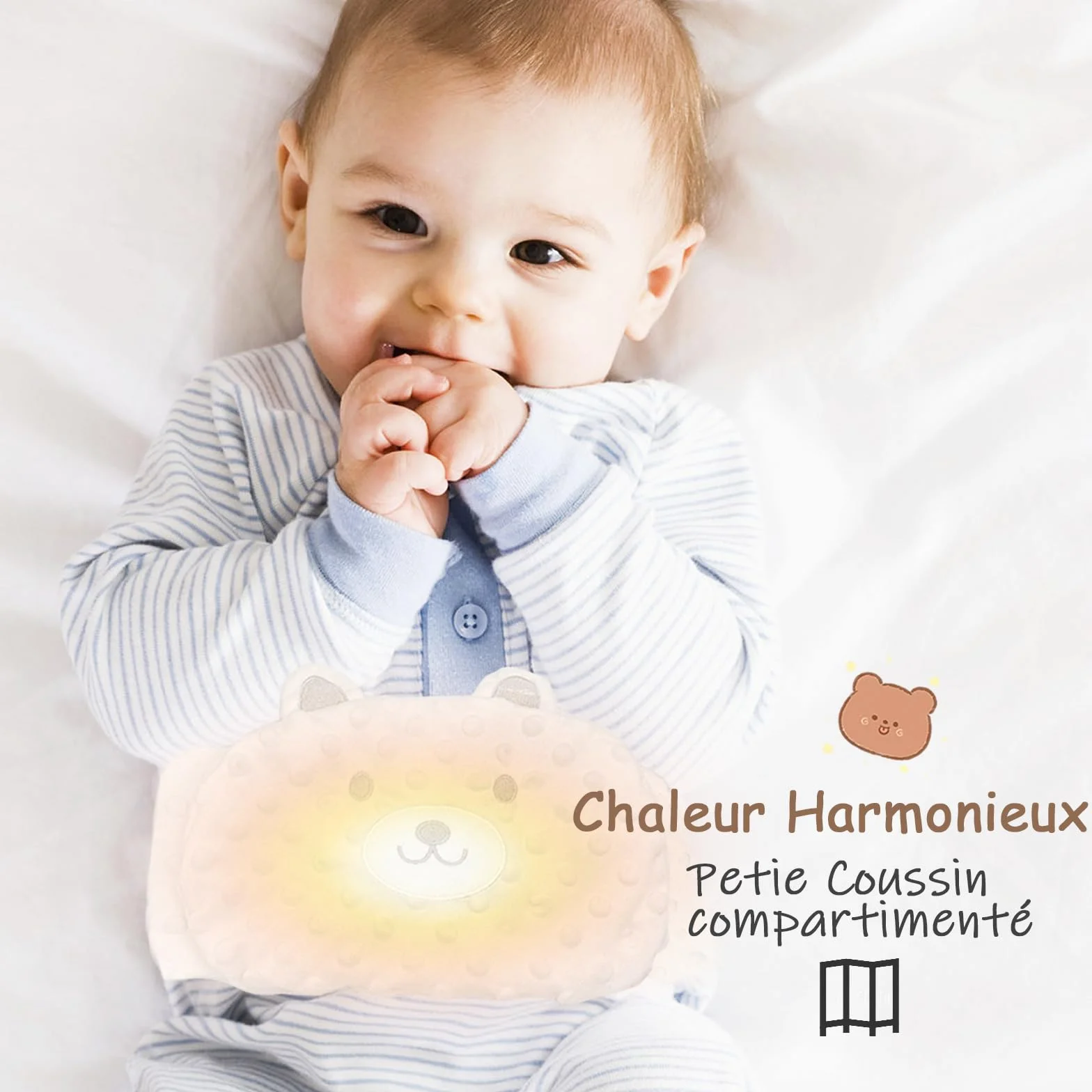 Bouillotte Bebe Anti Colique Ceinture Peluche Coussin Chauffant Micro Onde Rembourrage Naturel CE