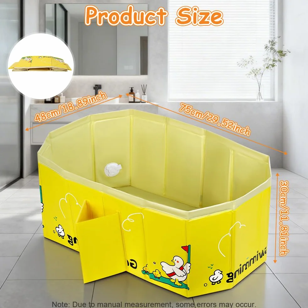 AUYAO Baignoire Pliable Bébé avec Valve Vidange Portable 0-8 Ans