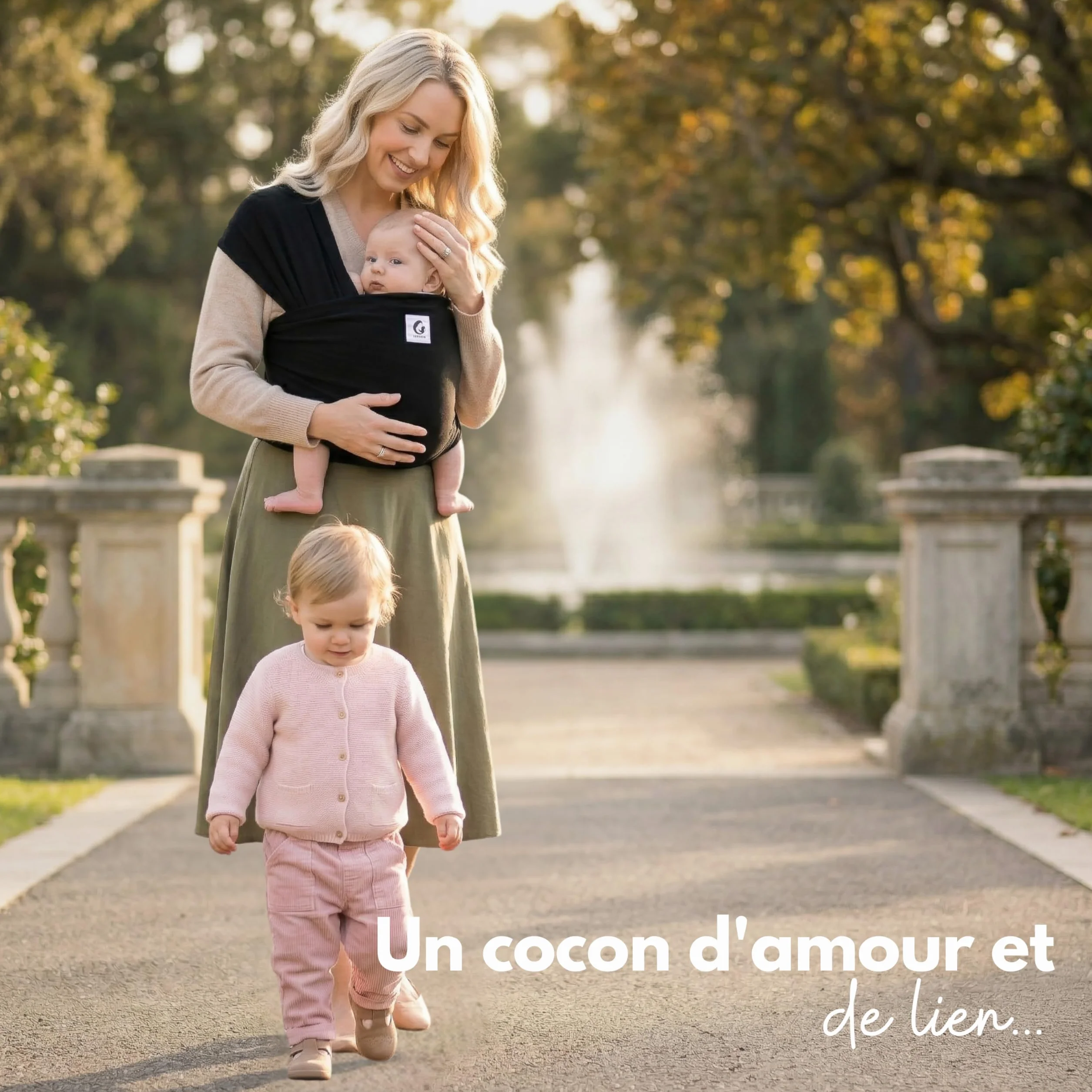 ELDOMA Porte-bébé en Écharpe Noir Léger et Respirant Mains Libres 3-15kg