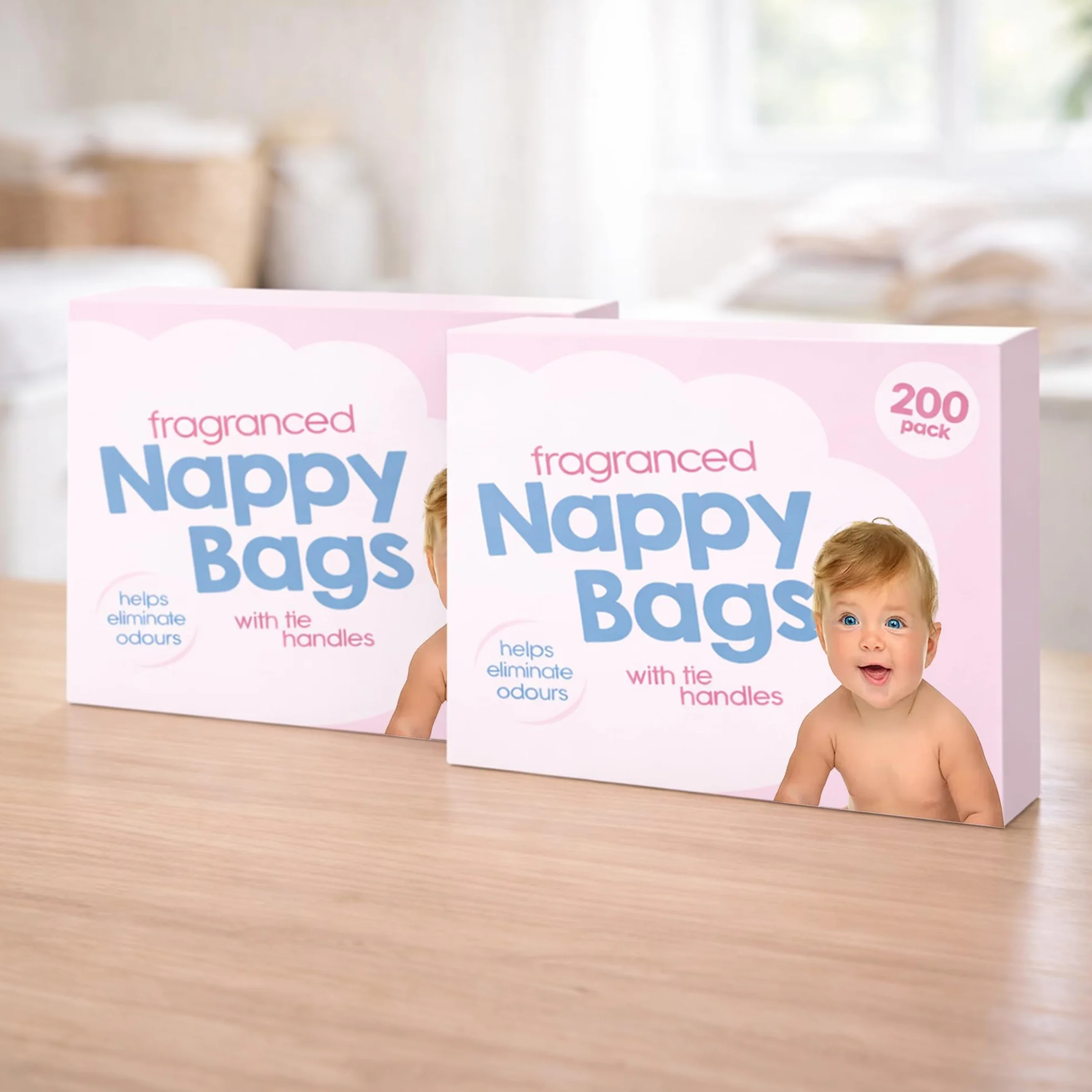 400 sacs à couches colorés avec poignées à nouer, parfumés anti-odeurs, durables anti-fuites