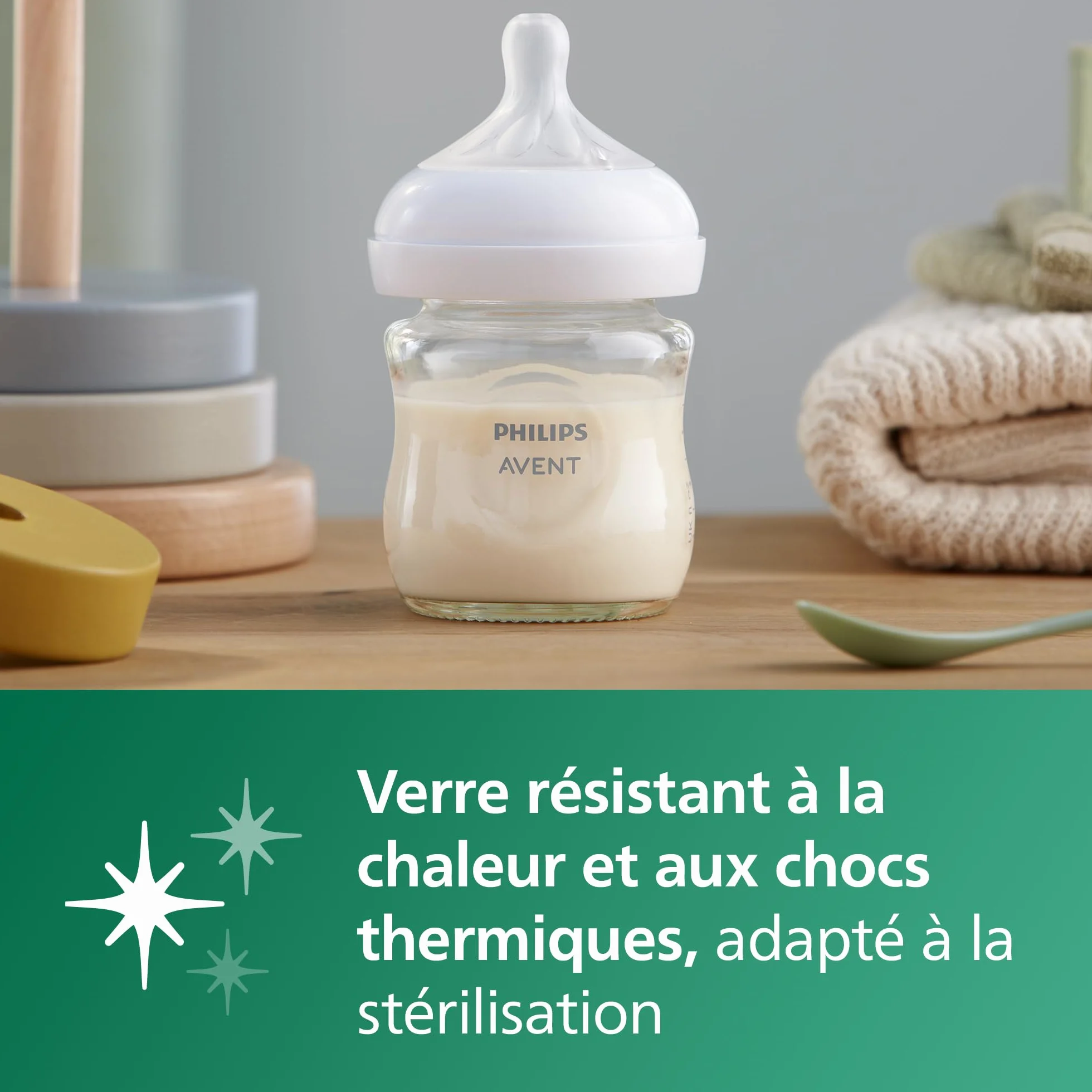 Philips Avent Natural Response Biberon en verre 125 ml tétine débit lent