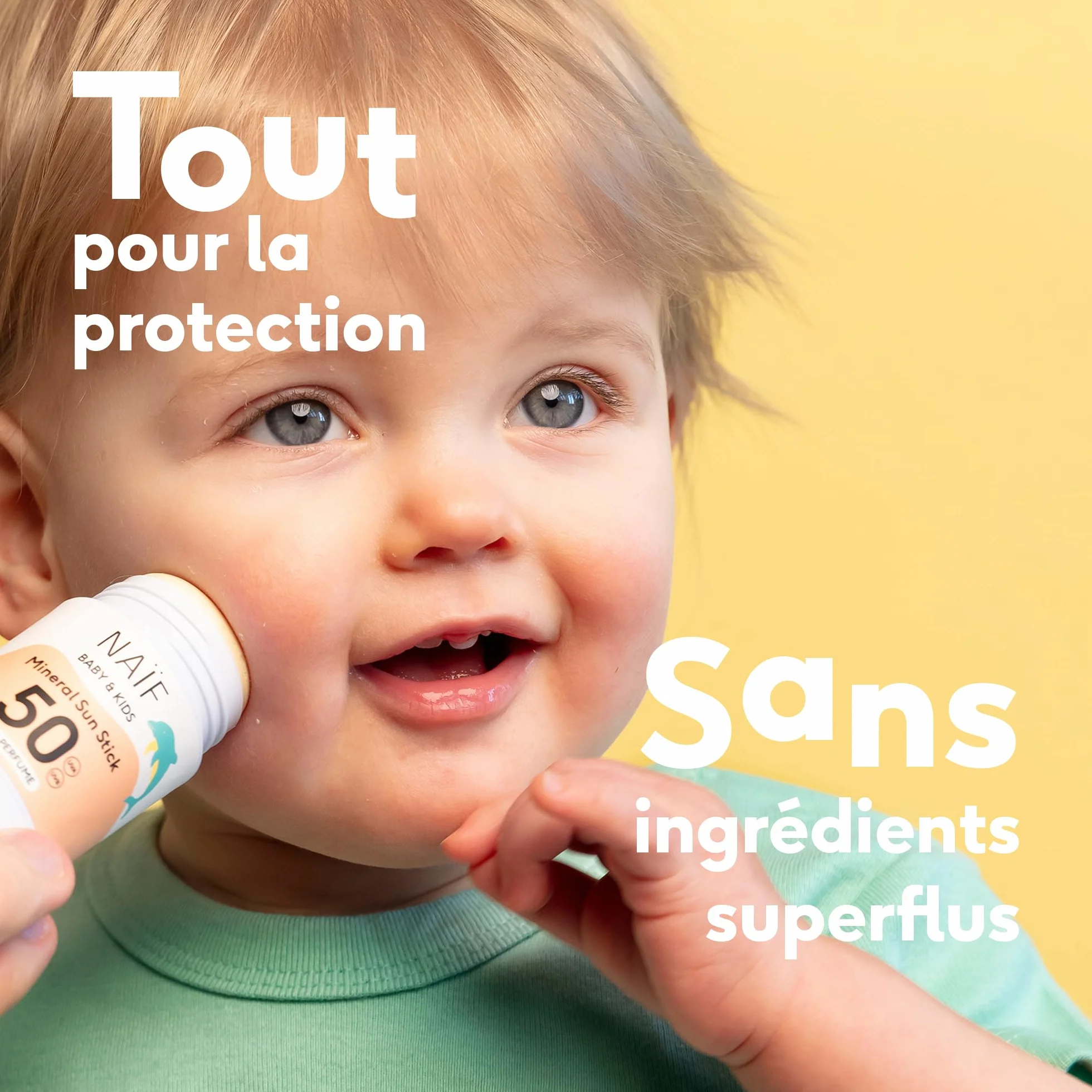 Naïf Stick Solaire Minéral Bébé Enfant SPF 50 Protection UVA/UVB Résistant à l'Eau 36 g