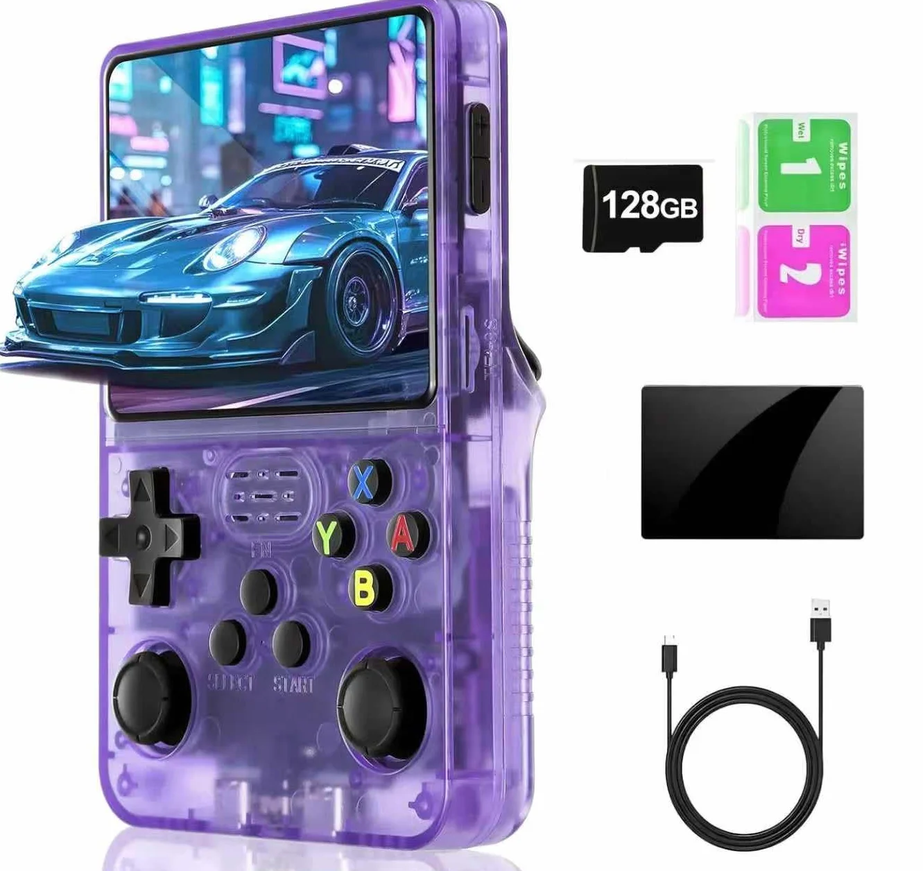 Console de Jeux Rétro R36S, Écran IPS 3.5", 128 Go, 40000+ Jeux, Open Source, Double Joystick, Batterie 3500mAh, Portable
