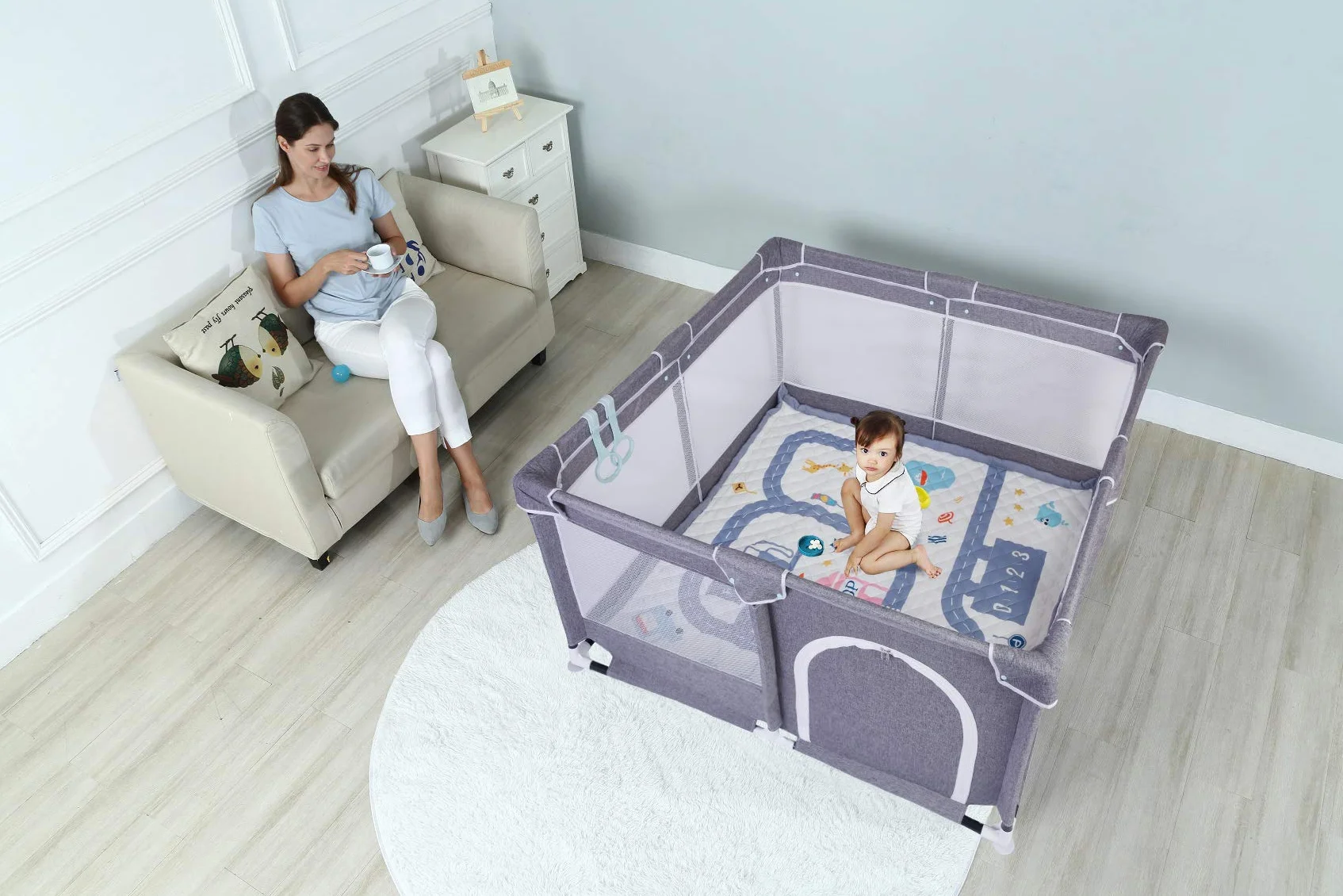 Star Ibaby Parc Bébé Pliable et Modulable Antidérapant Intérieur Extérieur 125x125