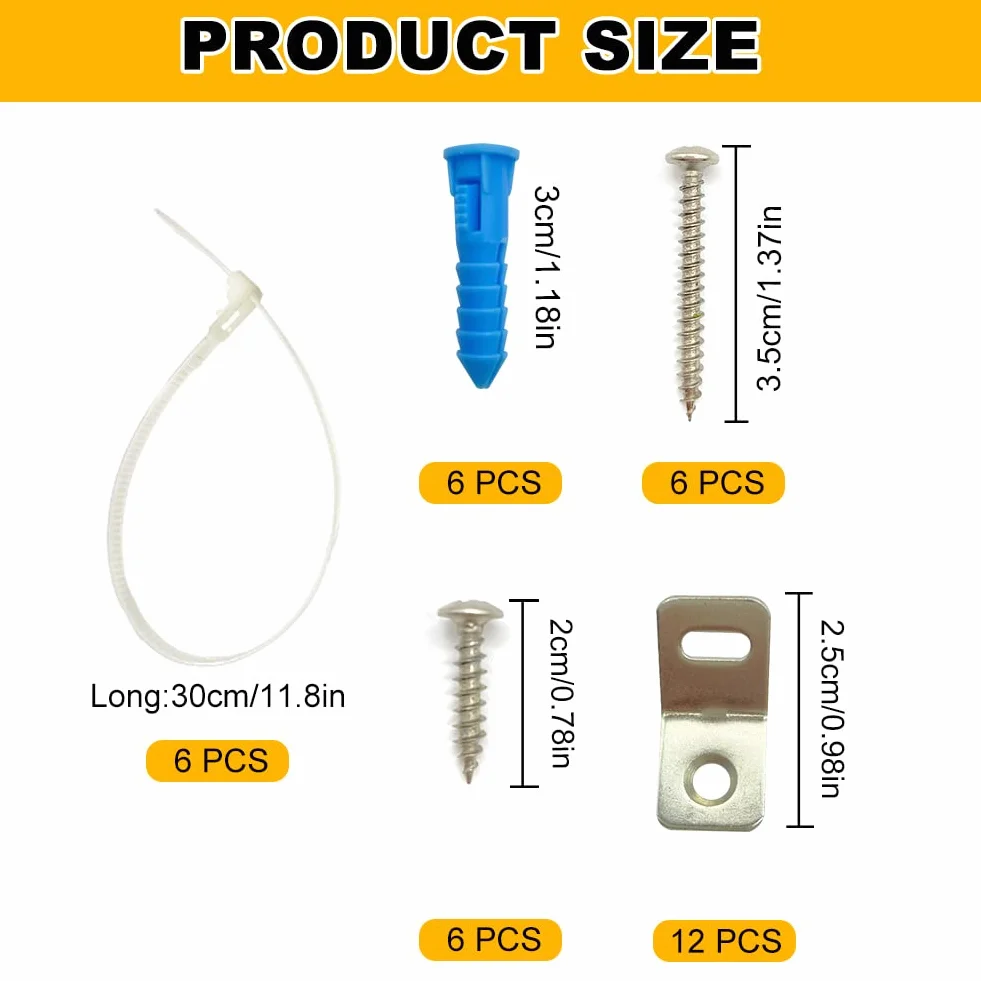 Kit de Protection Anti-basculement pour Meubles, 6 Sangles de Sécurité avec Ancrages Muraux
