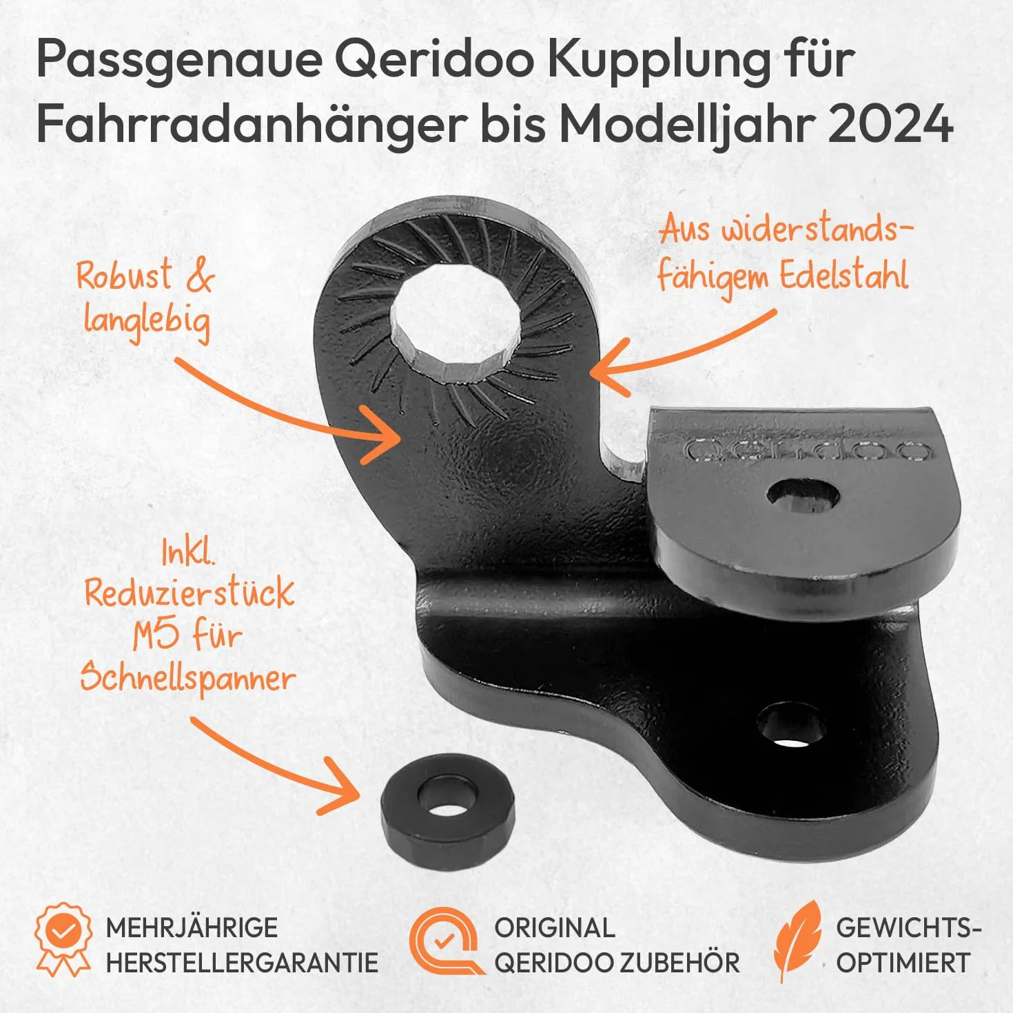QERIDOO Coupling Bicycle Connection Noir Taille Unique