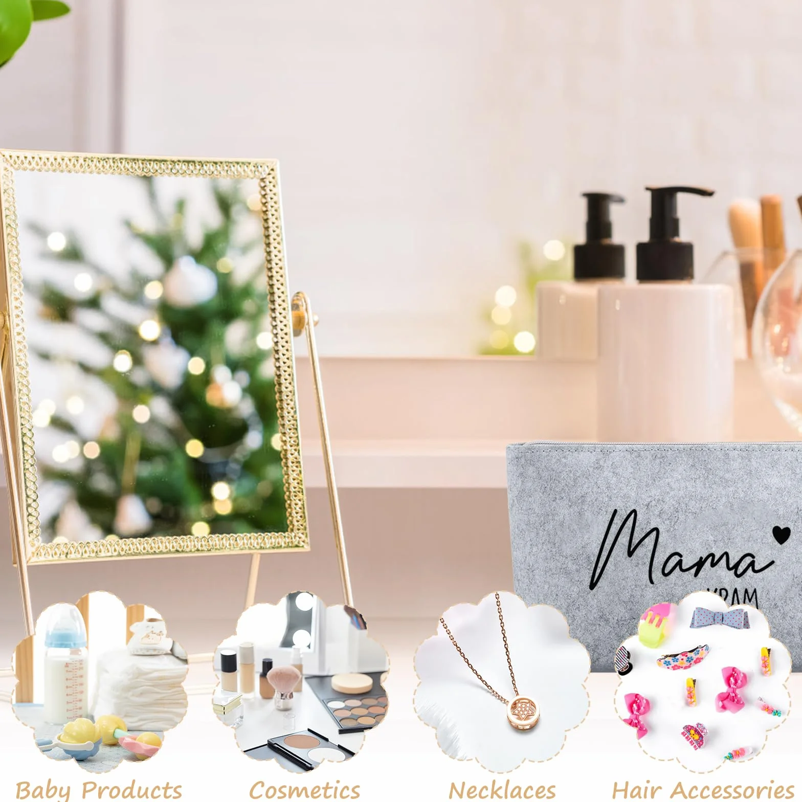 Pochette Maman Trousse de Toilette Bebe Cadeau Future Maman 2 Pièces Voyage