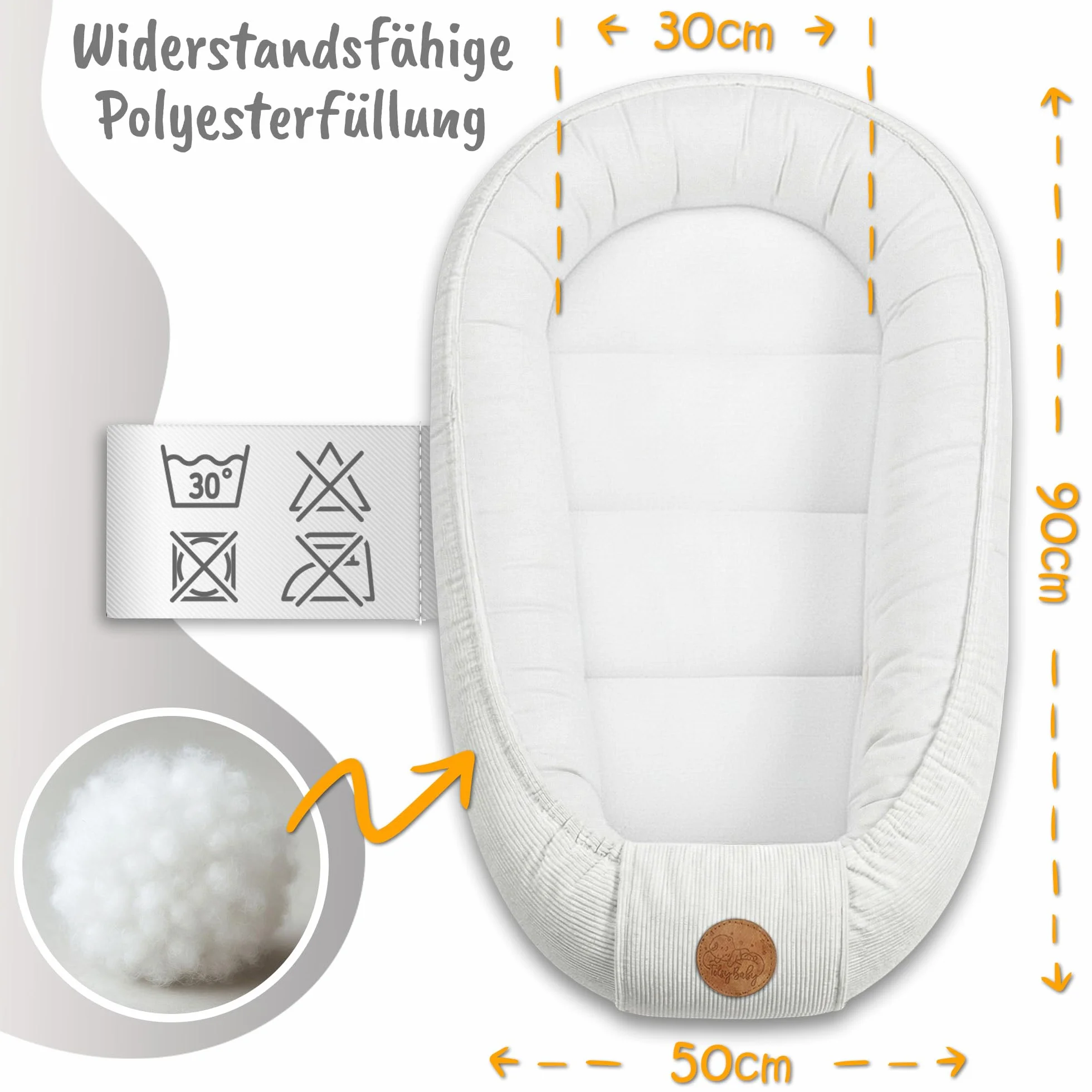 Totsy Baby Couffin Cocon Nid Bébé Réducteur de Lit Babynest Portable Beige Velours côtelé