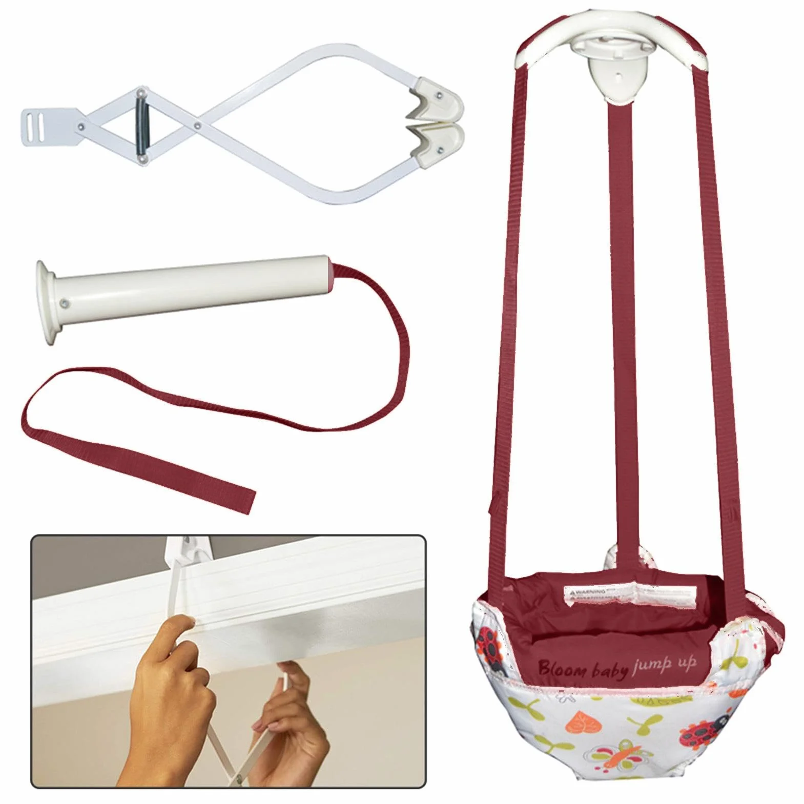 Siège Sauteur Suspendu pour Bébé Porte Cavalier Portatif avec Sangle Réglable 18KG