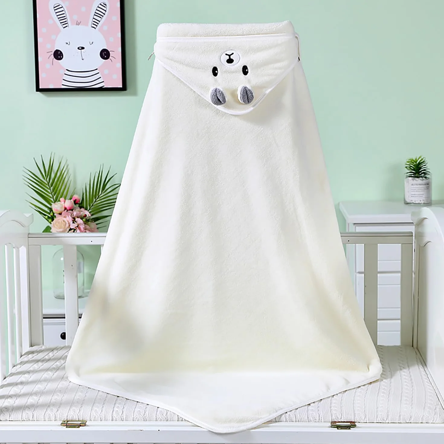Serviette Éponge Bébé 80x80cm 3Pcs Peluche Corail Absorption Forte