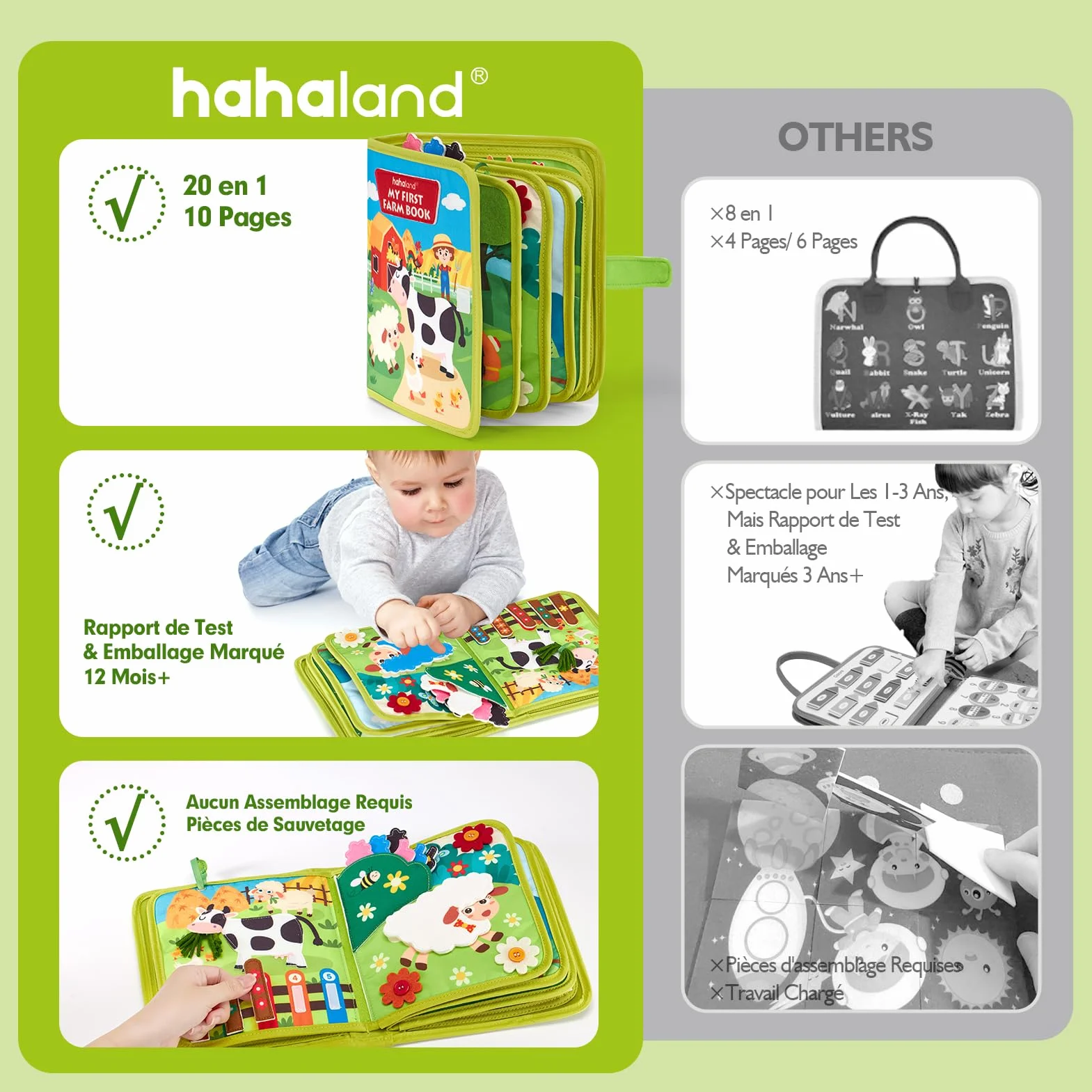 hahaland Busy Board Montessori 6 Couches Planche d'Activité Développement Jouet Bebe 1 2 3 4 Ans Cadeau Enfant
