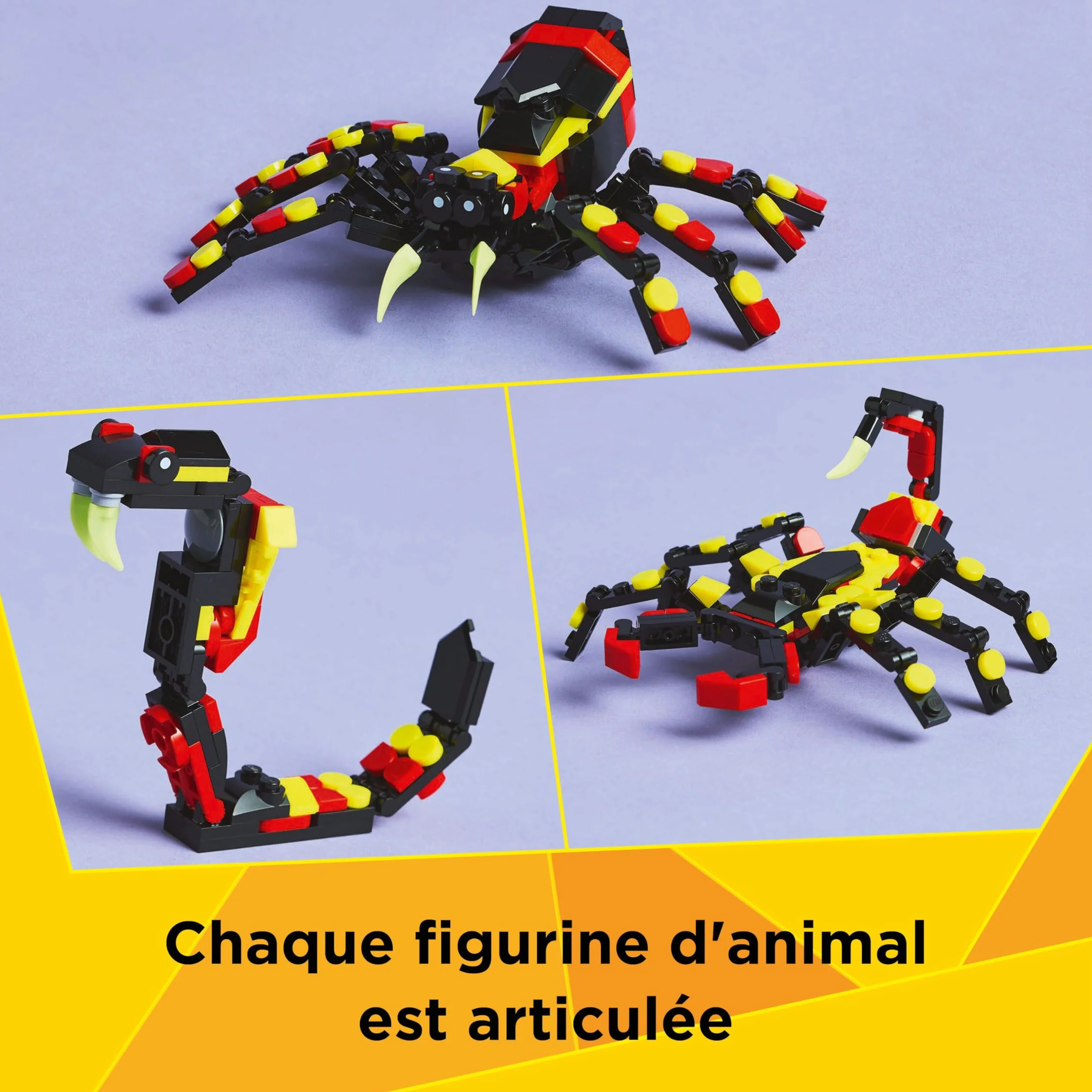 LEGO Creator 3-en-1 Animaux sauvages Araignée surprenante 31159 Jeu de construction Scorpion Serpent