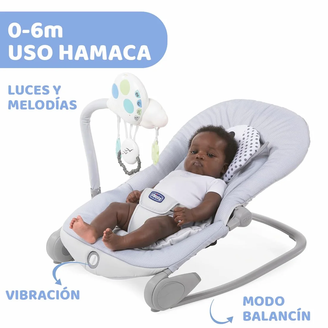 Chicco Balloon Transat Évolutif Bébé Enfant Chaise Bascule Fauteuil Dossier Inclinable Pliage Compact Jouet Électronique Interactif Lumières Sons Naissance 18 kg