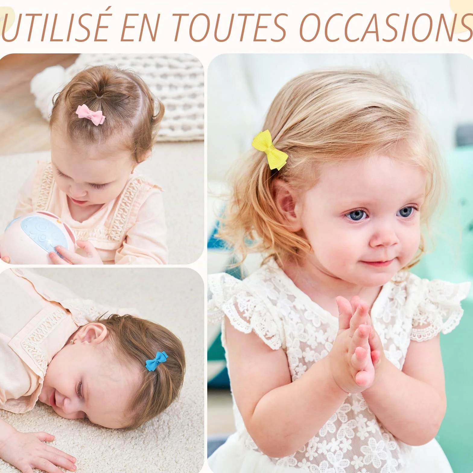 Choicbaby 40 Pièces Barrettes Cheveux Fille, 1,2 Pouces (3 cm) Mini Clips à Cheveux avec Arc