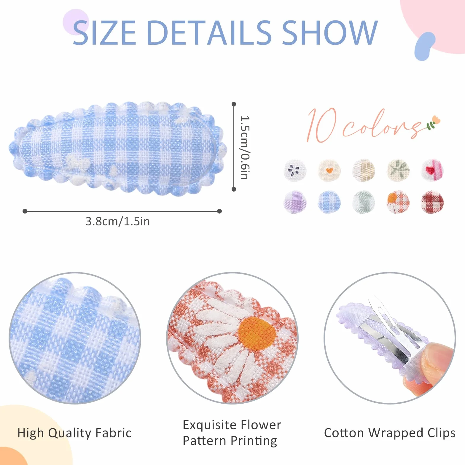 Barrettes à cheveux bébé fille imprimé floral 1,5 pouces antidérapantes accessoires cheveux fins