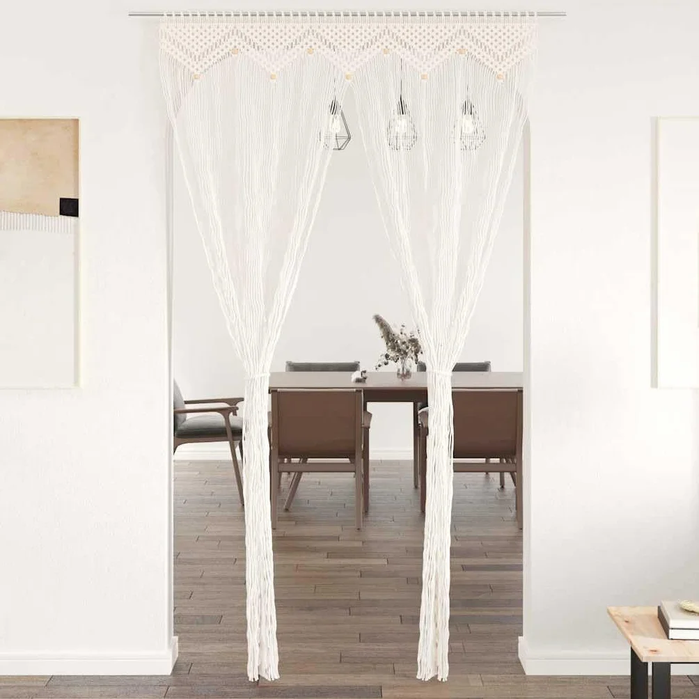Rideau de Fenêtre Macramé Coton 140x240 cm vidaXL Séparateur de Pièce Salon