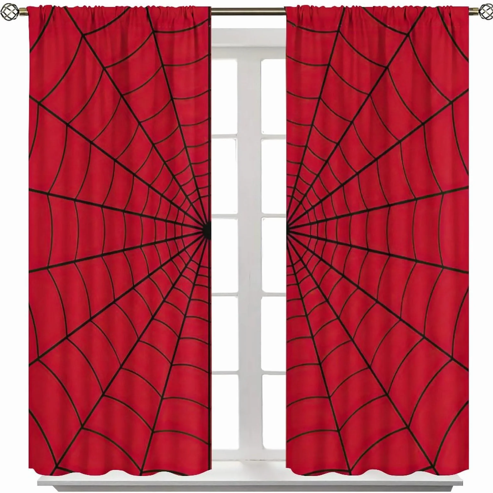 Rideaux de fenêtre Super héros Toile d'araignée Rouges pour Enfants 106,7 x 114,3 cm