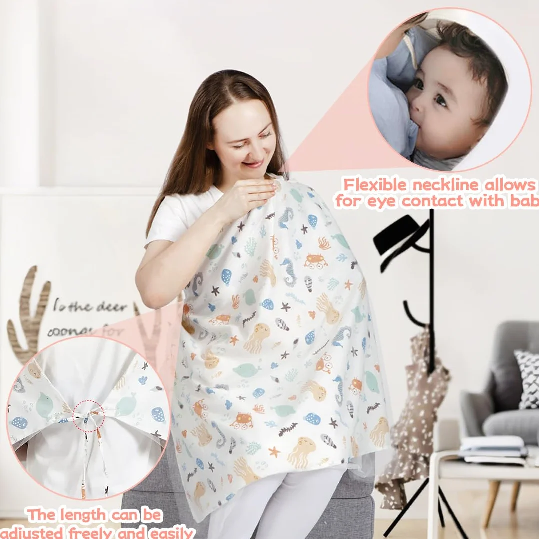 Tablier Allaitement Mousseline Bébé Grande Housse Cape Anneau Rigide Coton