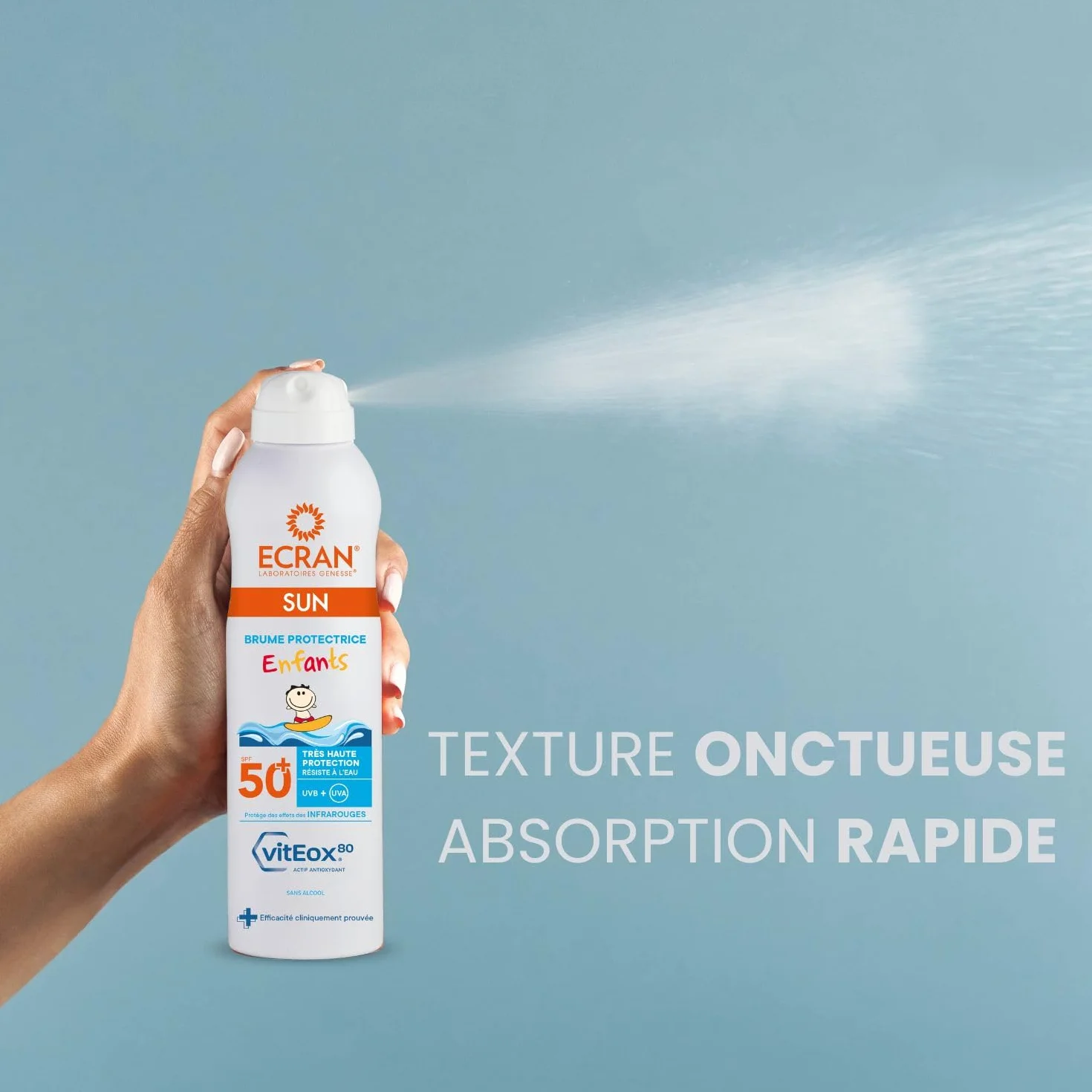 ECRAN Brume Protectrice Enfant SPF 50+ Très Haute Protection UVA UVB Lumière Bleue Résistante à l'eau