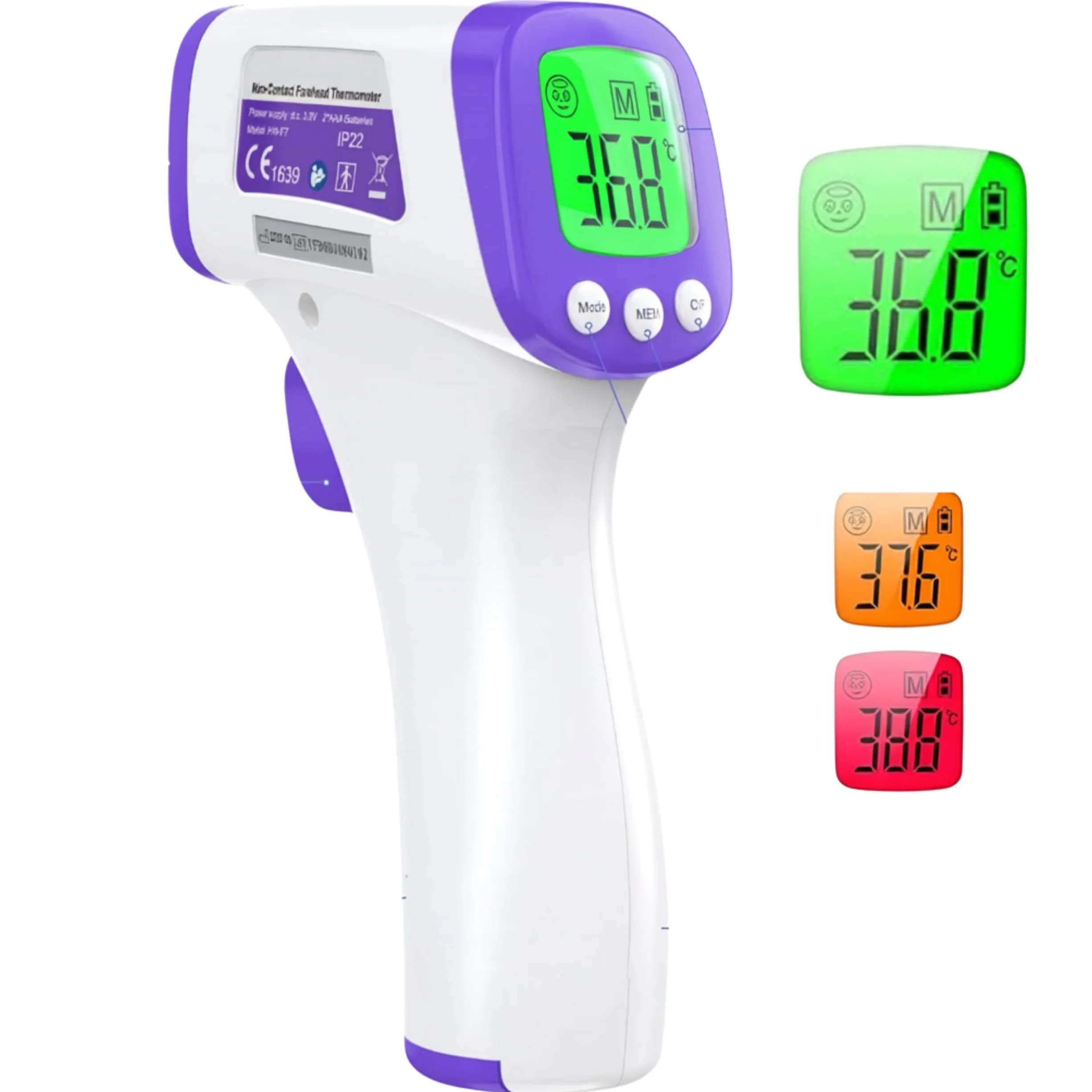 Thermomètre Frontal Sans Contact Infrarouge Bébé Adulte – Digital Médical Précis Rapide – Écran LCD Alarme Fièvre