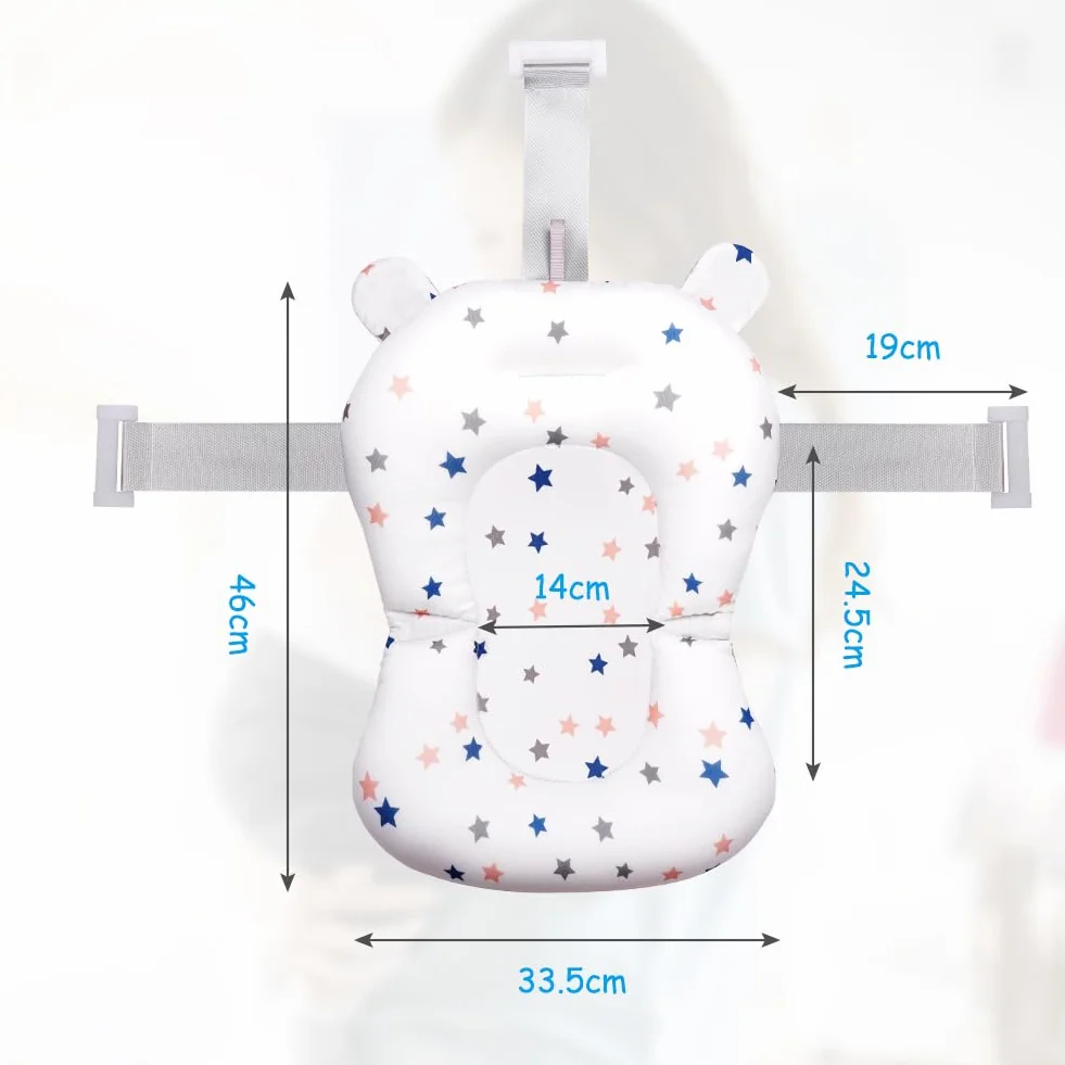 Coussin de Bain pour Nouveau-né, Tapis de Bain Antidérapant Support Siège Pliable Baignoire Bébé 0-18 Mois