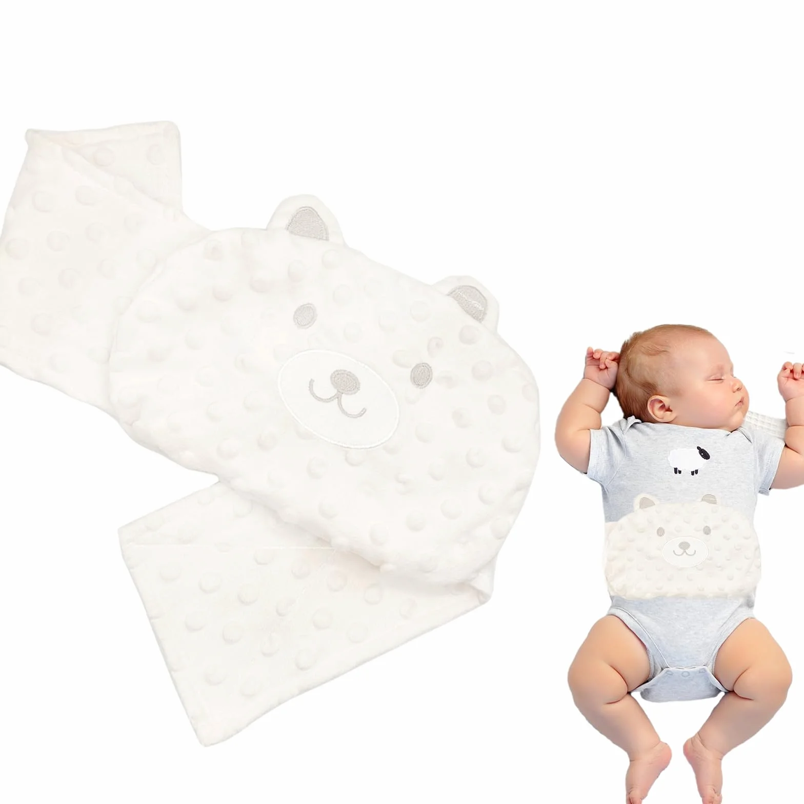 Bouillotte Bebe Anti Colique Ceinture Peluche Coussin Chauffant Micro Onde Rembourrage Naturel CE