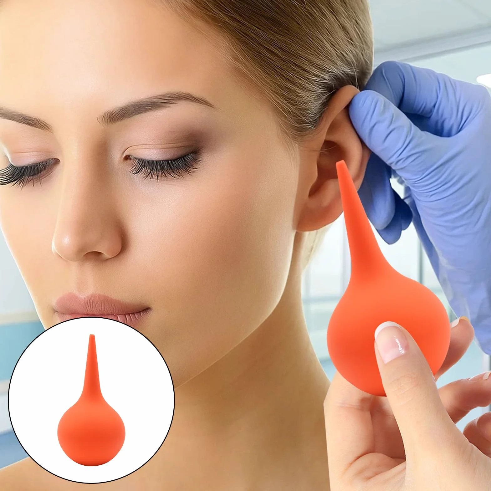 Poire Oreille Lavement Oreilles Doux Seringue Nettoyage Oreille Rouge 60 ML