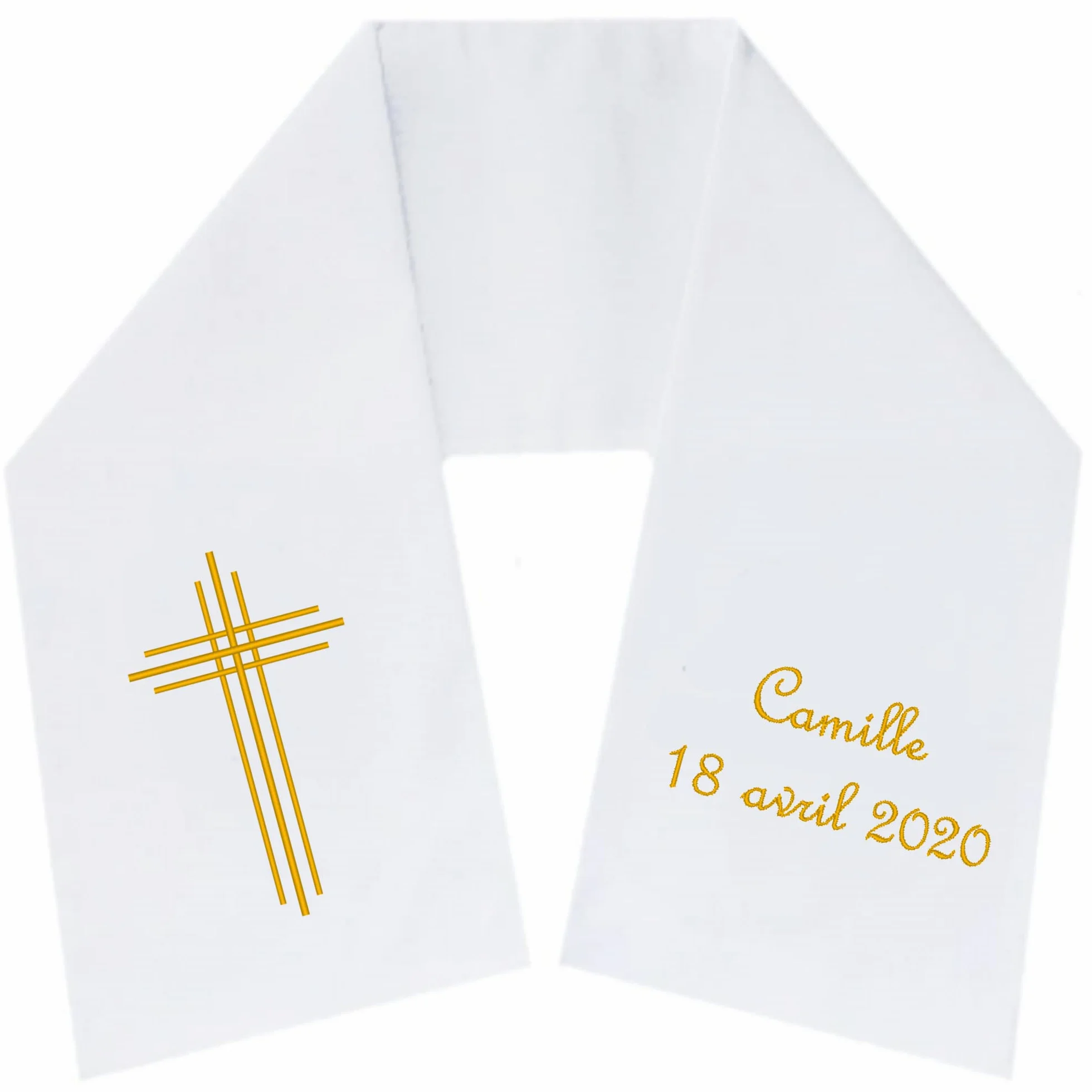 Écharpe de Baptême Personnalisée Brodée Prénom Date 100 Modèles Coton Cadeau Bébé