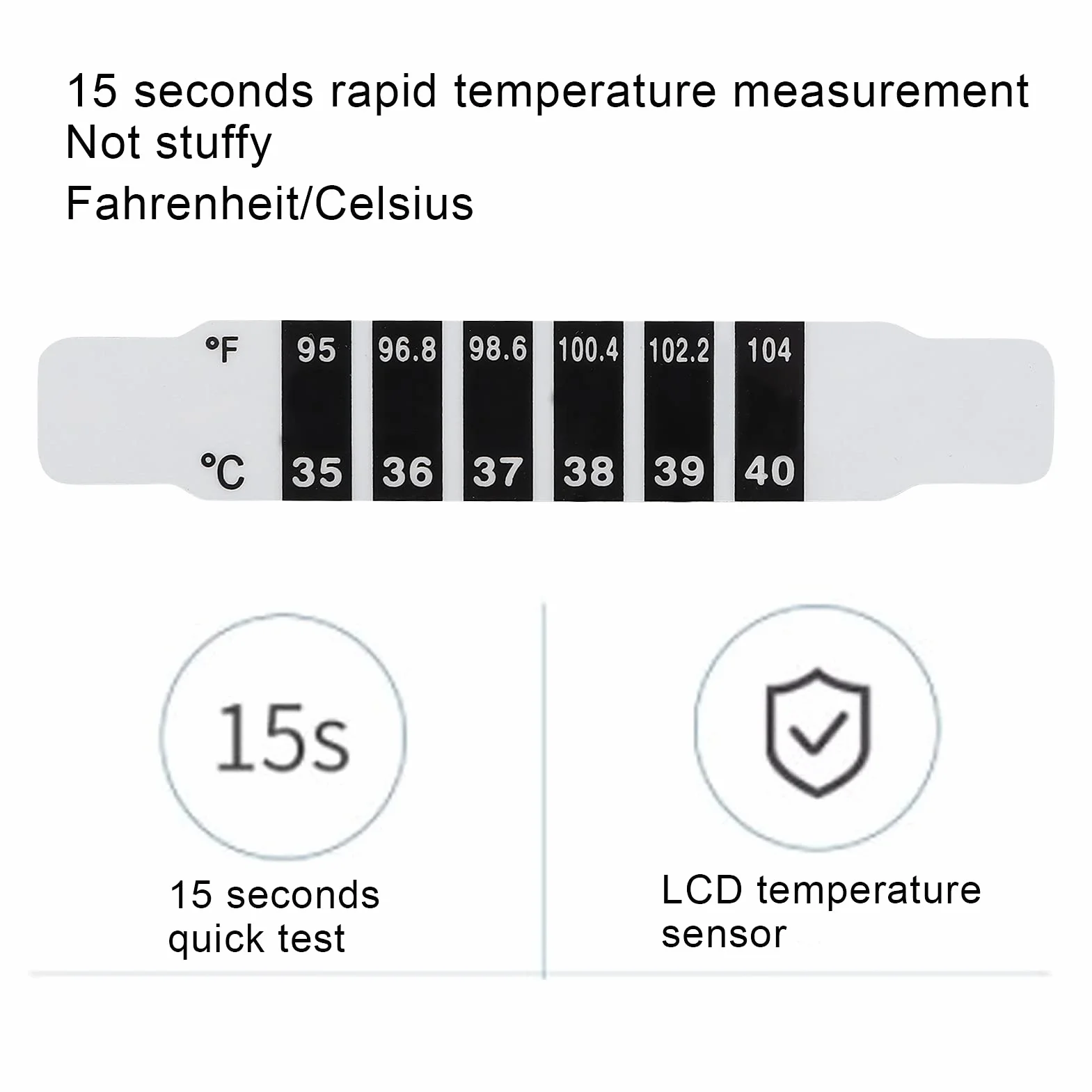 Sonew Bandes de Thermomètre à Lecture Rapide, Thermomètre Frontal Réutilisable pour Nourrissons Bébé Fahrenheit Celsius