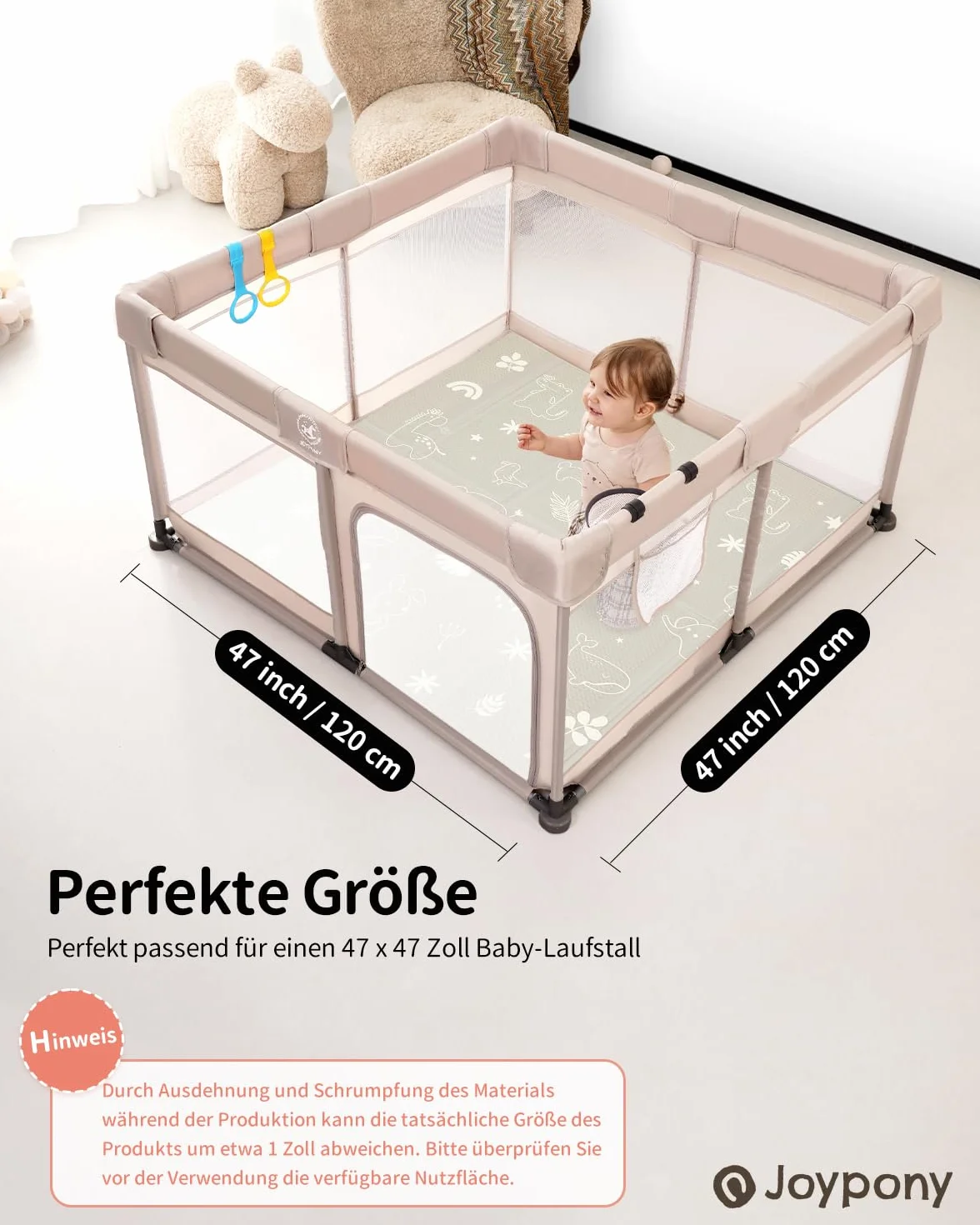 Tapis d'Éveil Bébé Pliable 120x120cm Joypony Mousse XPE Épais Imperméable Antidérapant Double Face Alphabet Forêt