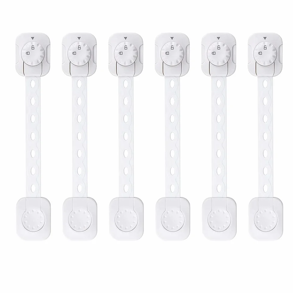Verrous de sécurité réglables pour enfants WANGCL Lot de 6, gris blanc