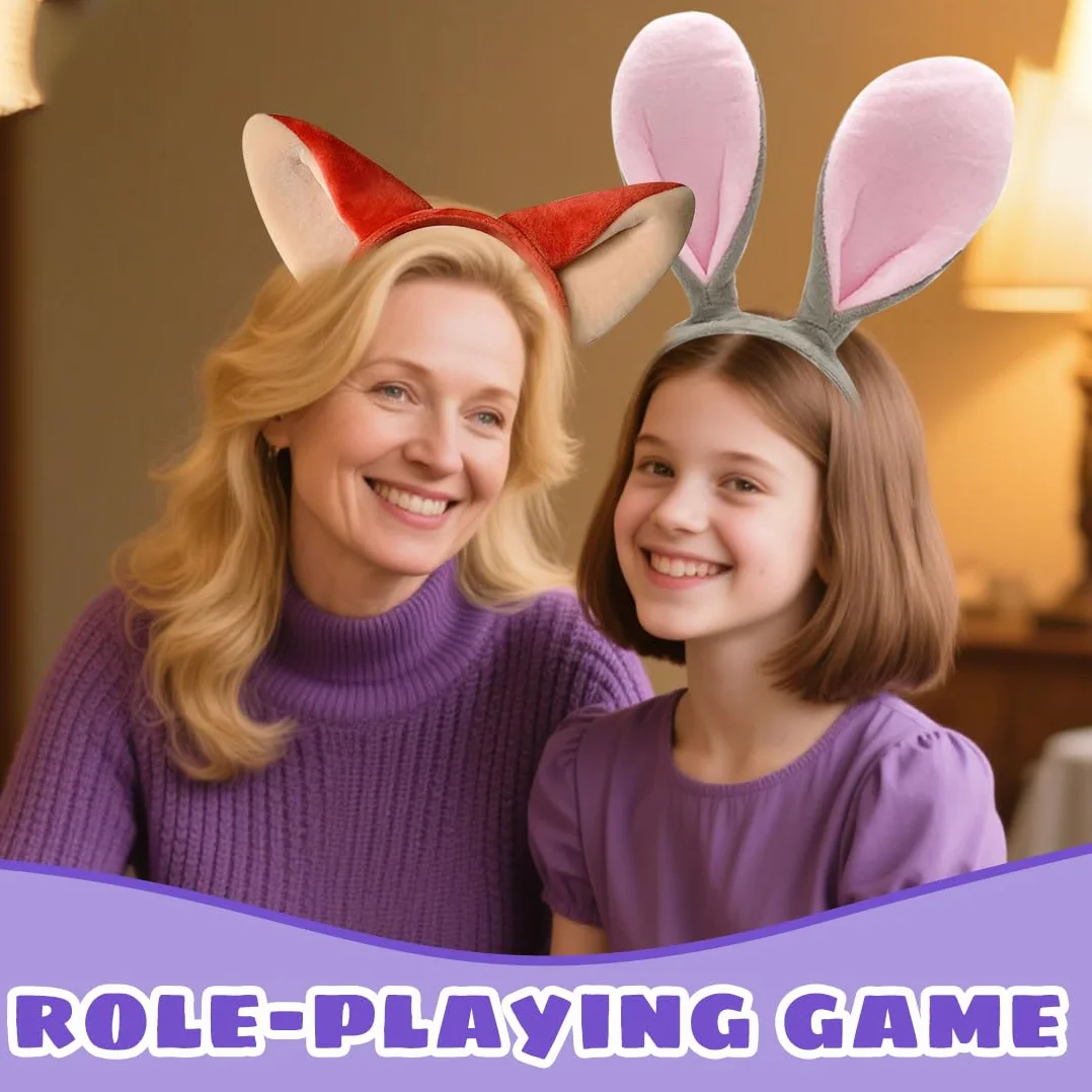 Bandeau Oreilles de Lapin et Renard, Déguisement Enfant, Accessoires Carnaval, Cosplay Pâques