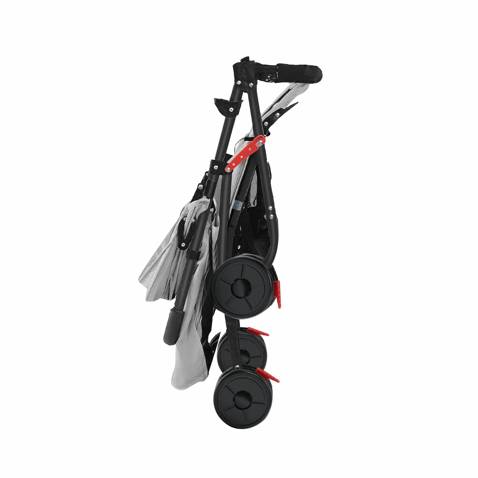 Poussette 4 Roues jusqu'à 25 kg Grande Capote Pliage Compact Dossier Inclinable Guidon Réglable Grandes Roues Tout-A-gris