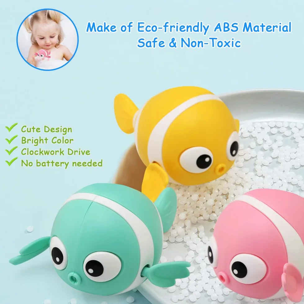 Jouet de Bain Bébé Poisson Animaux Flottants 3 Pièces Jeu d'Eau Piscine