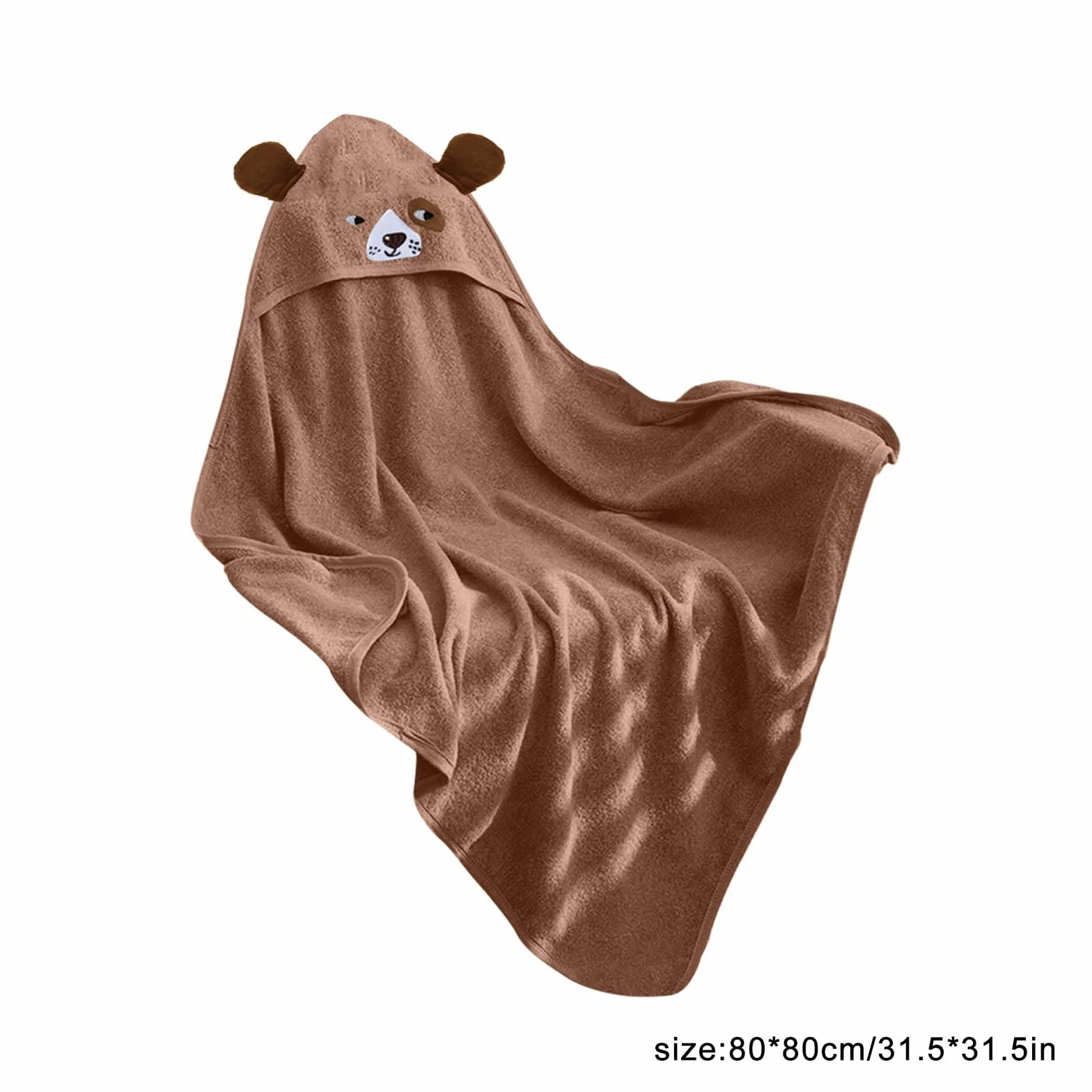 Cape de Bain Bébé Personnalisable Brodé avec Nom Cadeau Naissance Marron