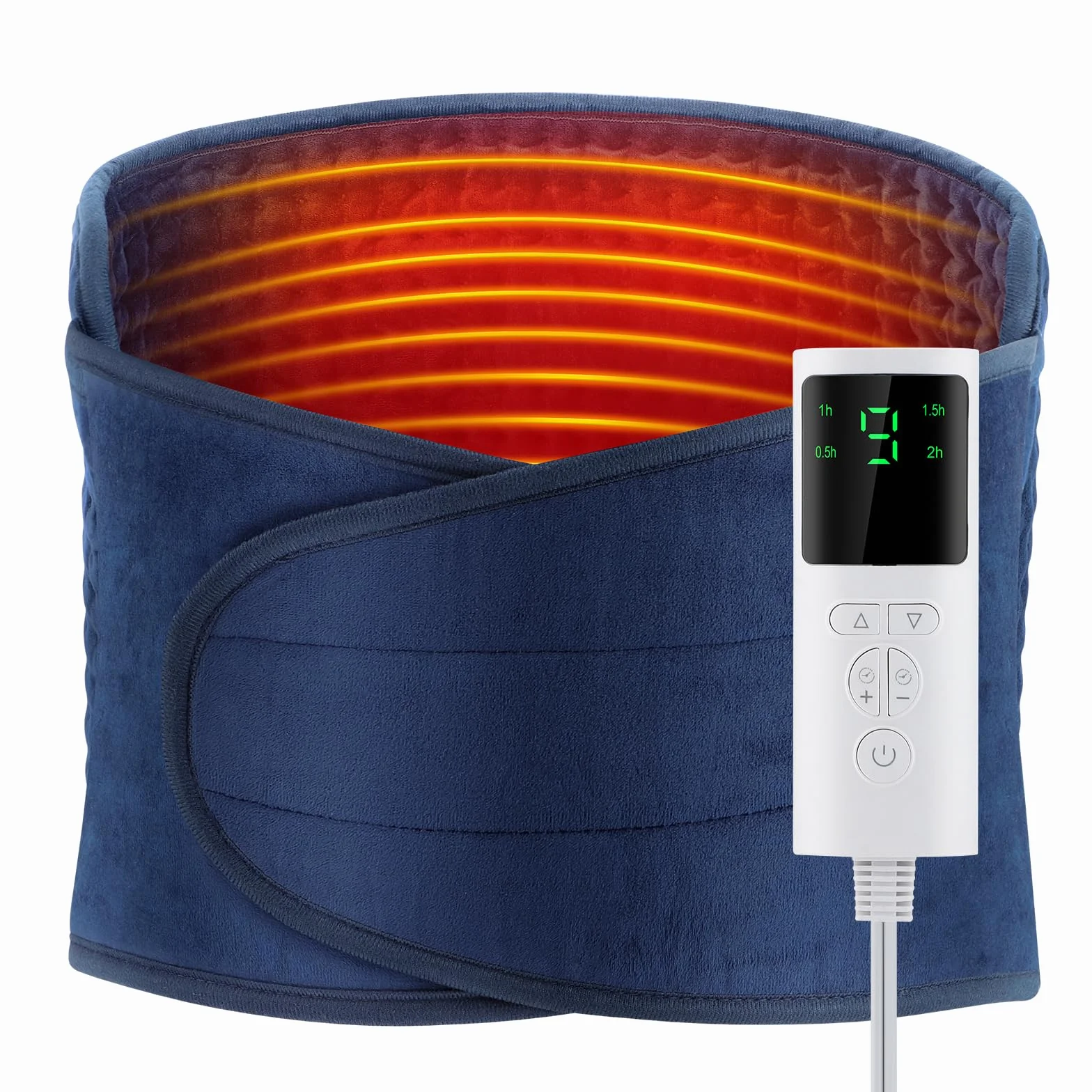 Coussin Chauffant Électrique Lombaire 9 Réglages Température Protection Surchauffe Bleu Marine