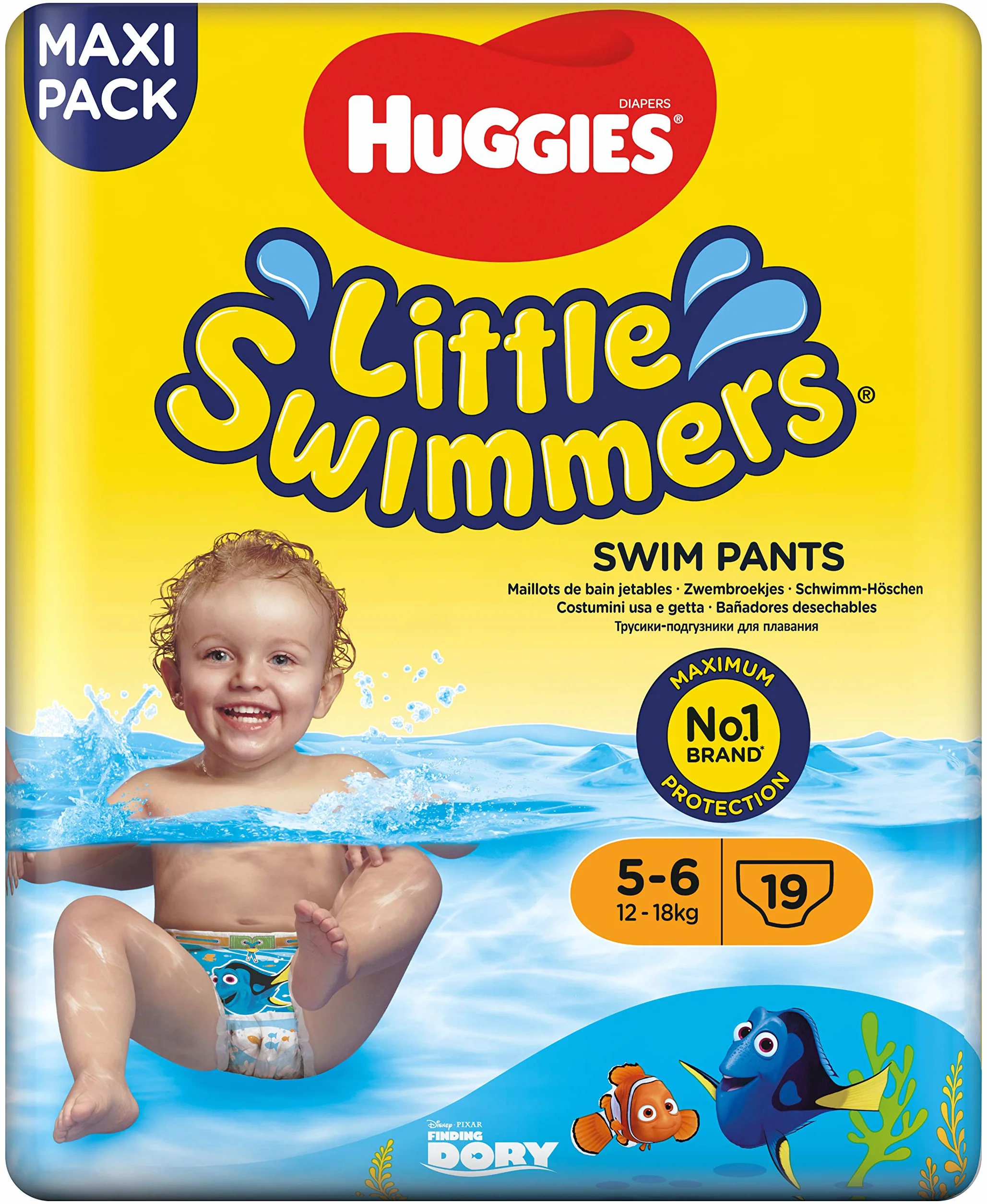 HUGGIES Little Swimmers Couches Taille 5-6 (12 à 18 kg), 19 Pièces