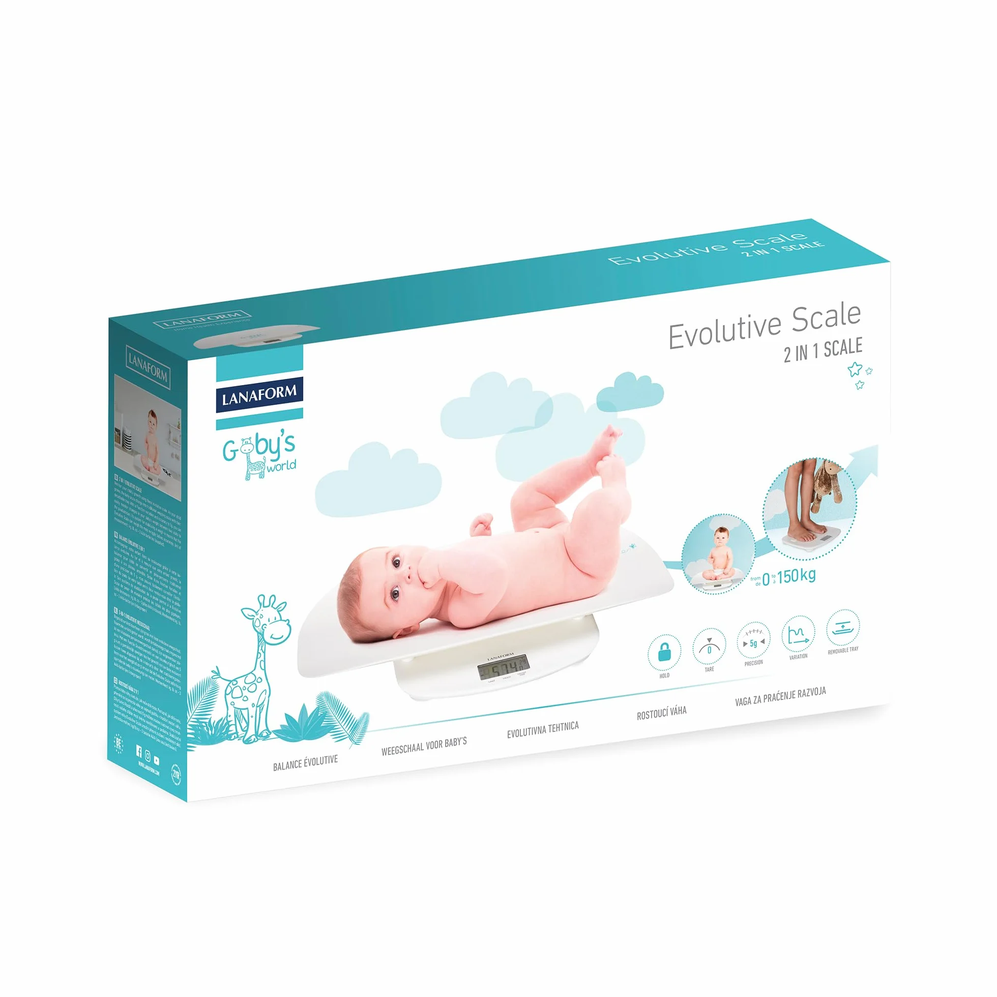 LANAFORM Pèse Bébé Évolutif Balance Pour Bébé Et Adulte 150 Kg Plateau Amovible